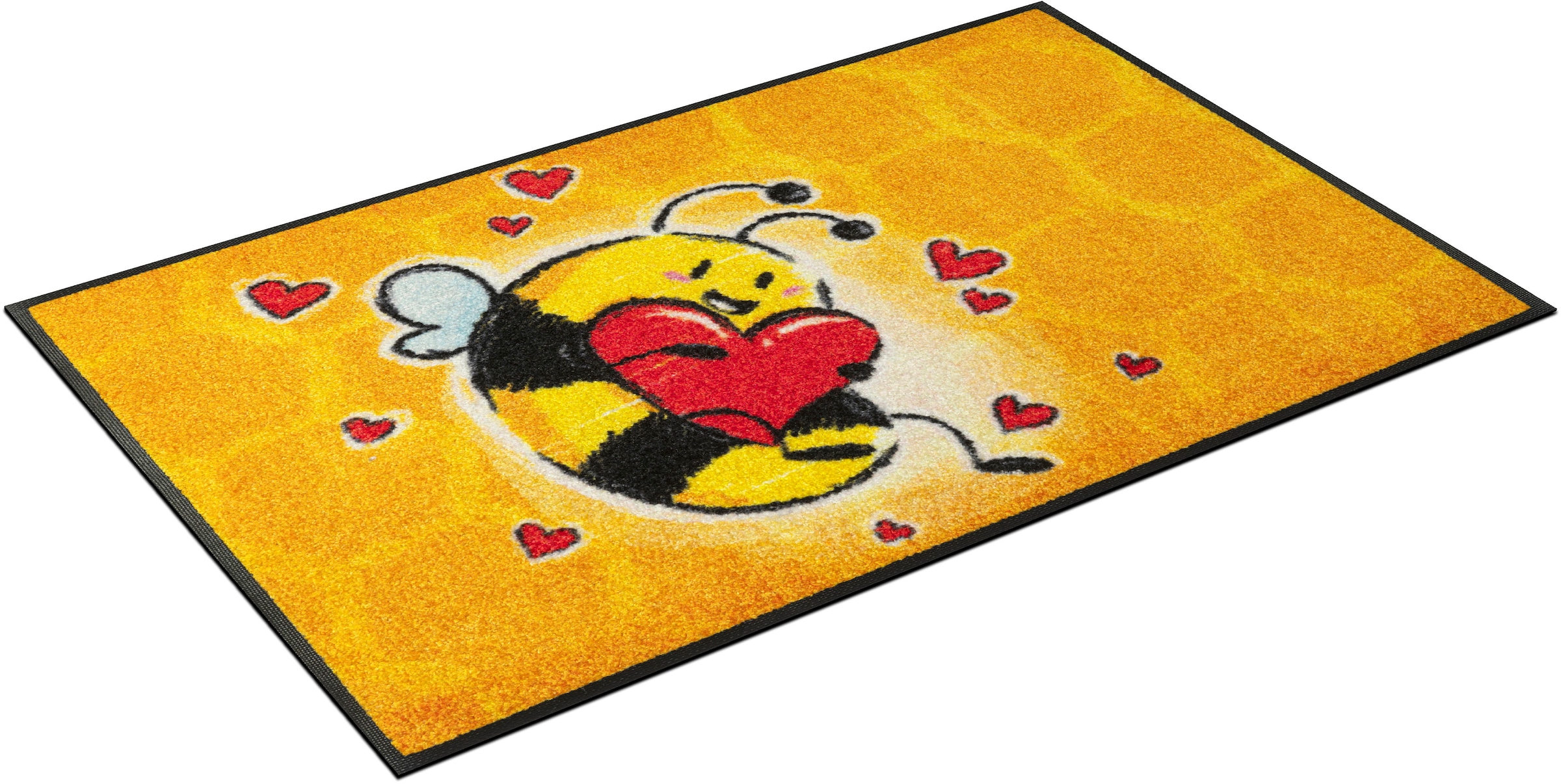rechteckig, in waschbar Fußmatte »Bee by Love«, rutschhemmend, wash+dry Biene, Schmutzfangmatte, Kleen-Tex Motiv