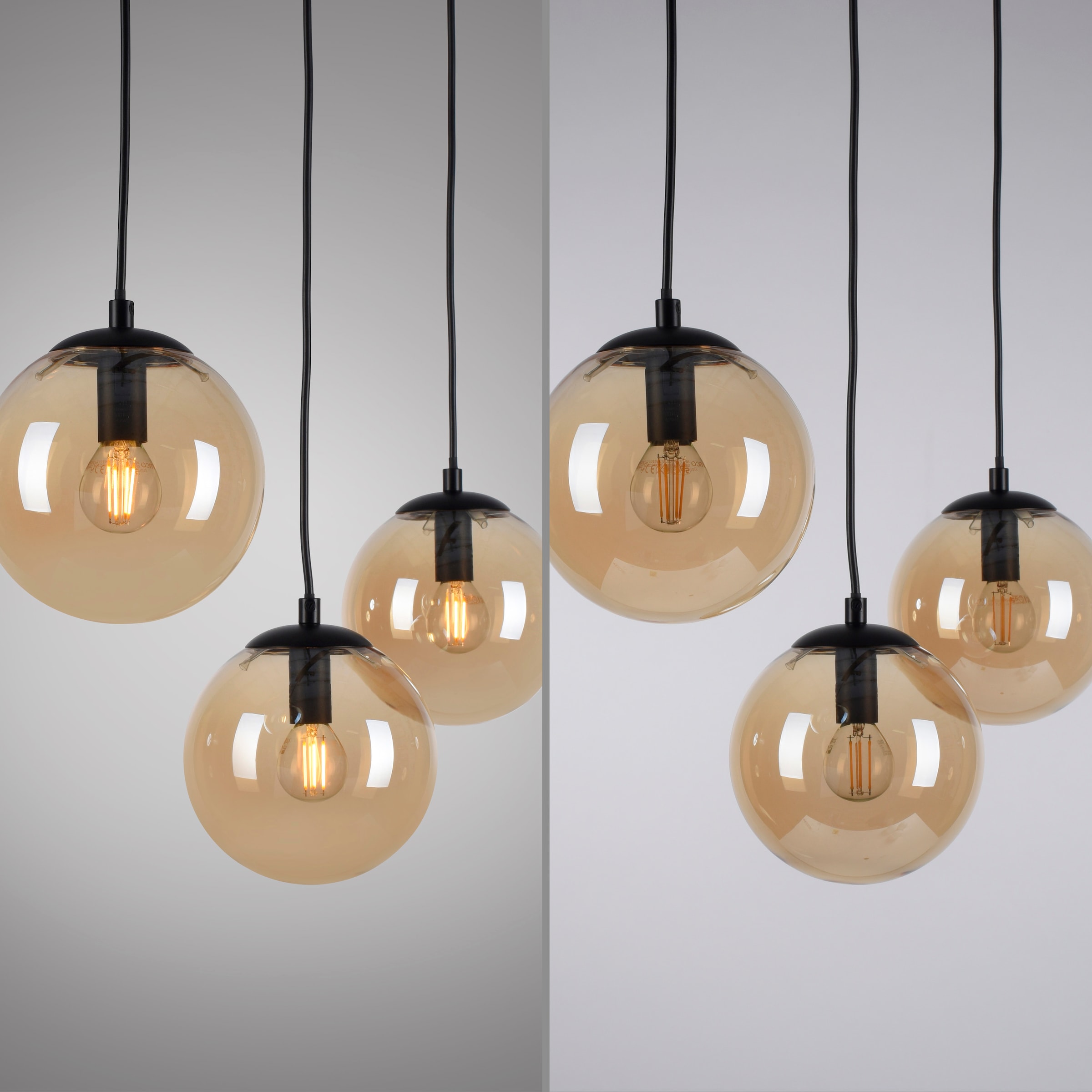 my home Pendelleuchte »Nymölla« E14 Hängeleuchte mit großen Glaskugeln, amberfarben oder opal matt weiß