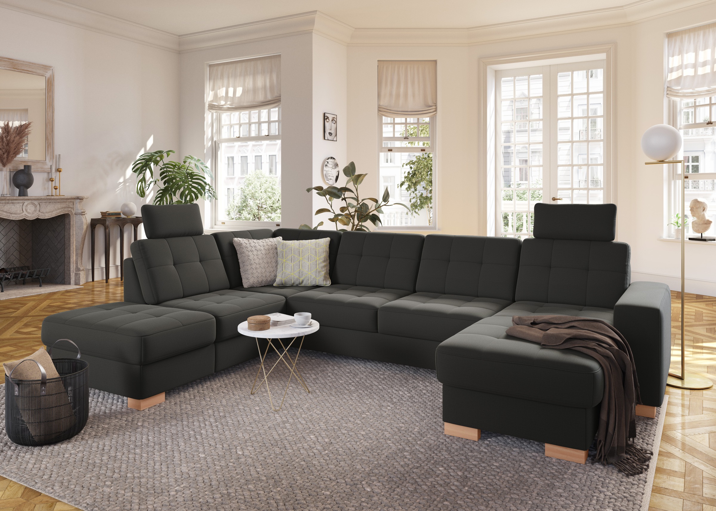 sit&more Wohnlandschaft »Quincy U-Form«, wahlweise mit Bettfunktion und Bettkasten