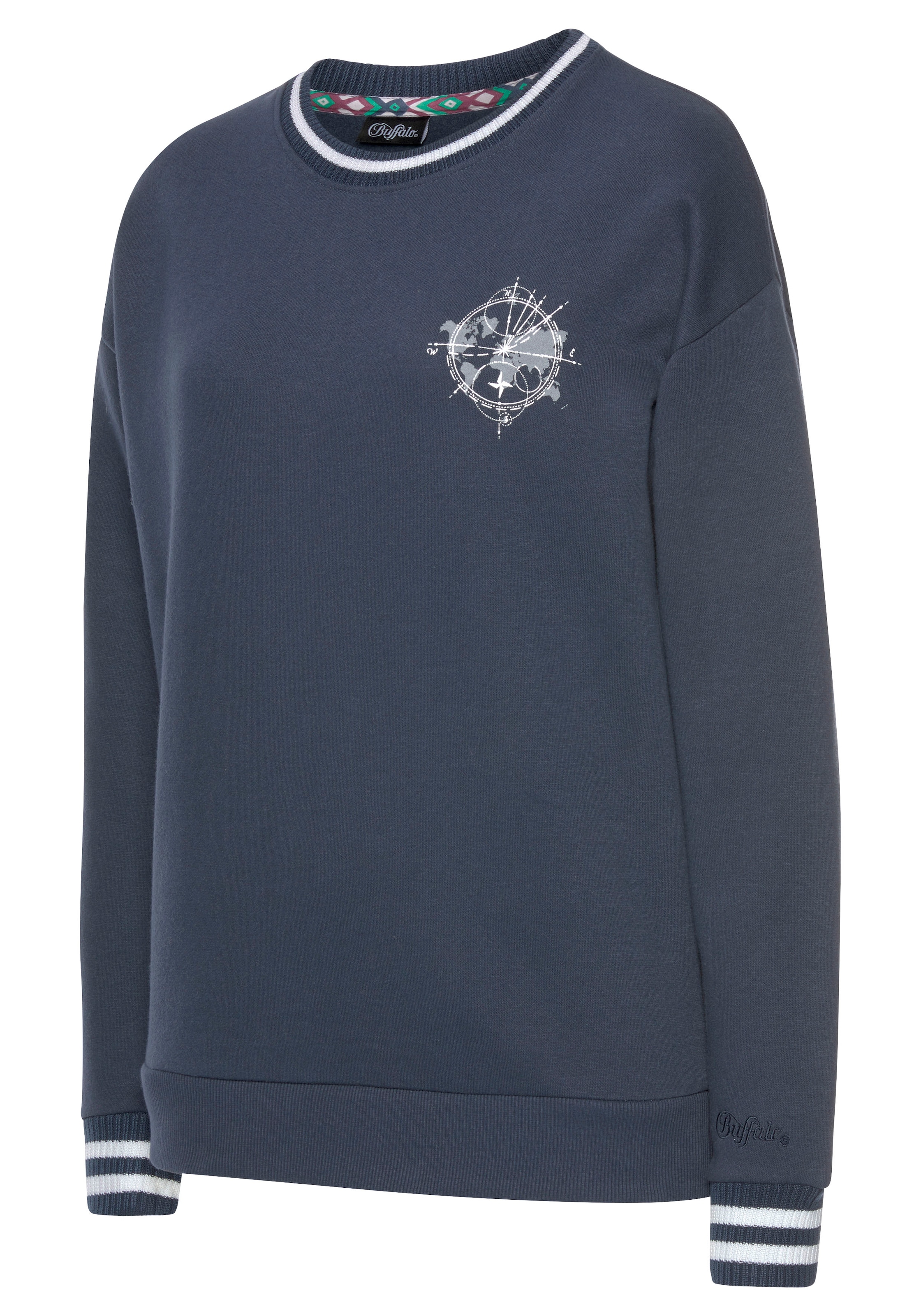Buffalo Sweatshirt, mit Kontrast-Rippbündchen und Druck, Loungeanzug