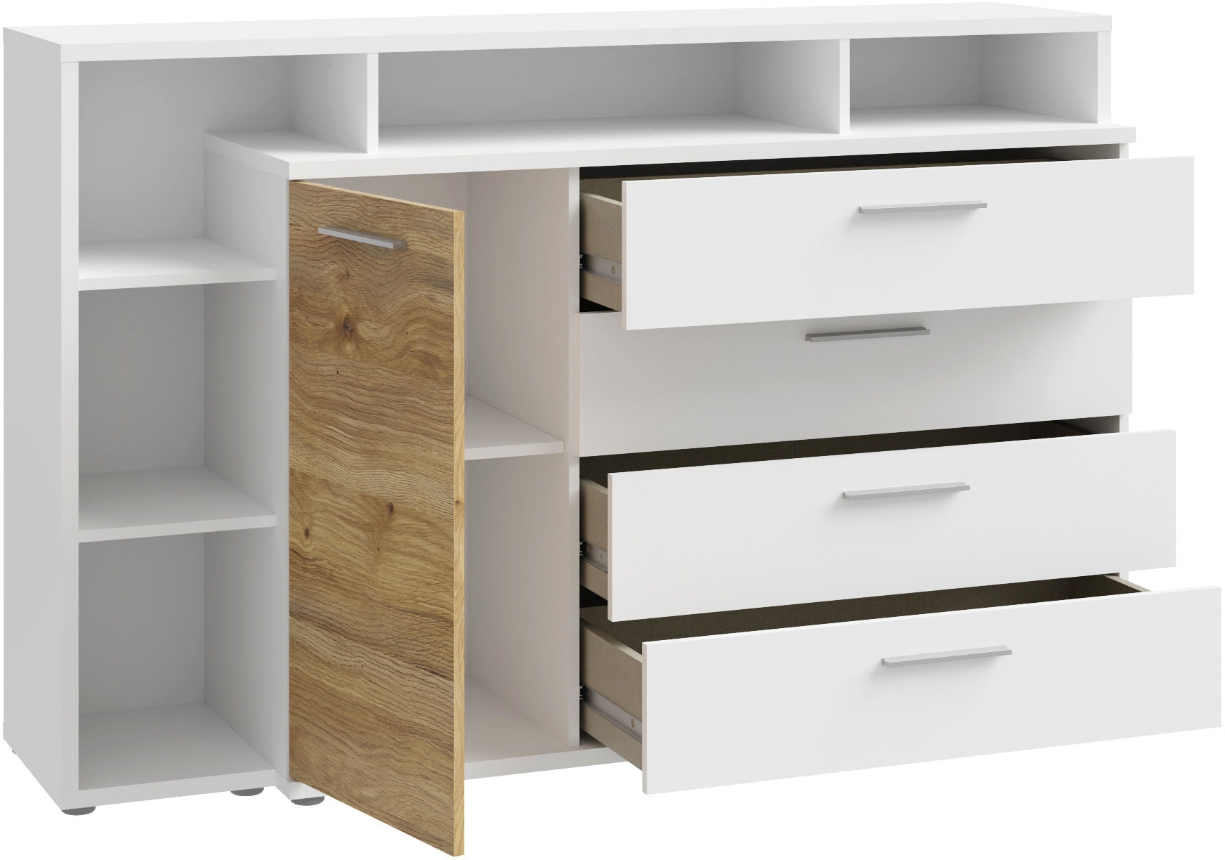 FORTE Kombikommode »MAYACUS«, modernes Sideboard, Stauraum, 4 Schubkästen, trendiges Dekor