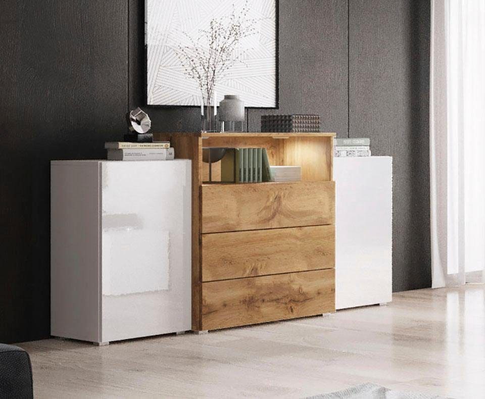 INOSIGN Sideboard »URBAN III«, Moderne Kommode mit 3 Schubladen und 4 Fächern, Breite 150 cm