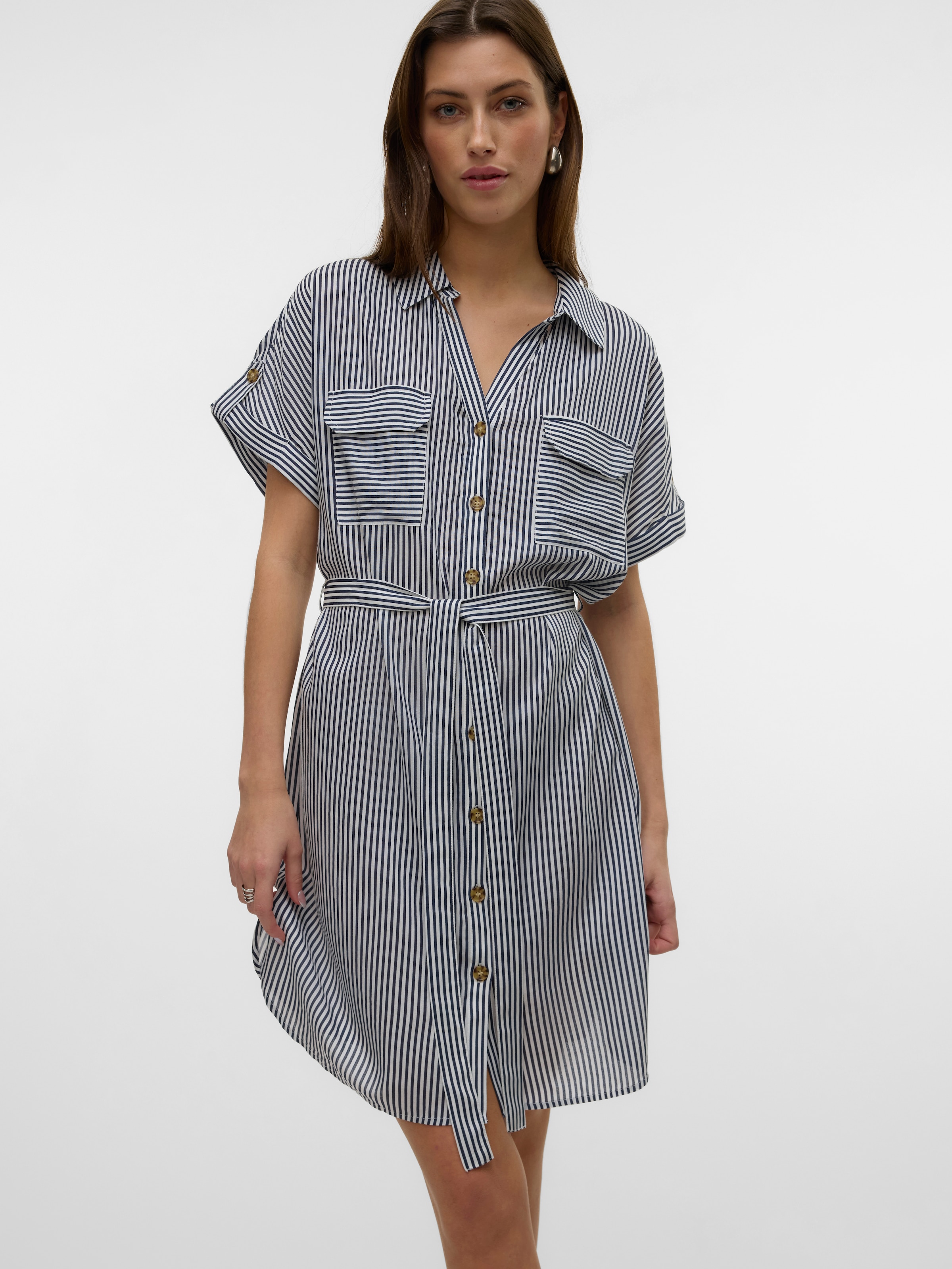 Vero Moda Midikleid »VMBUMPY SS SHORT SHIRT DRESS WVN GA NOOS«