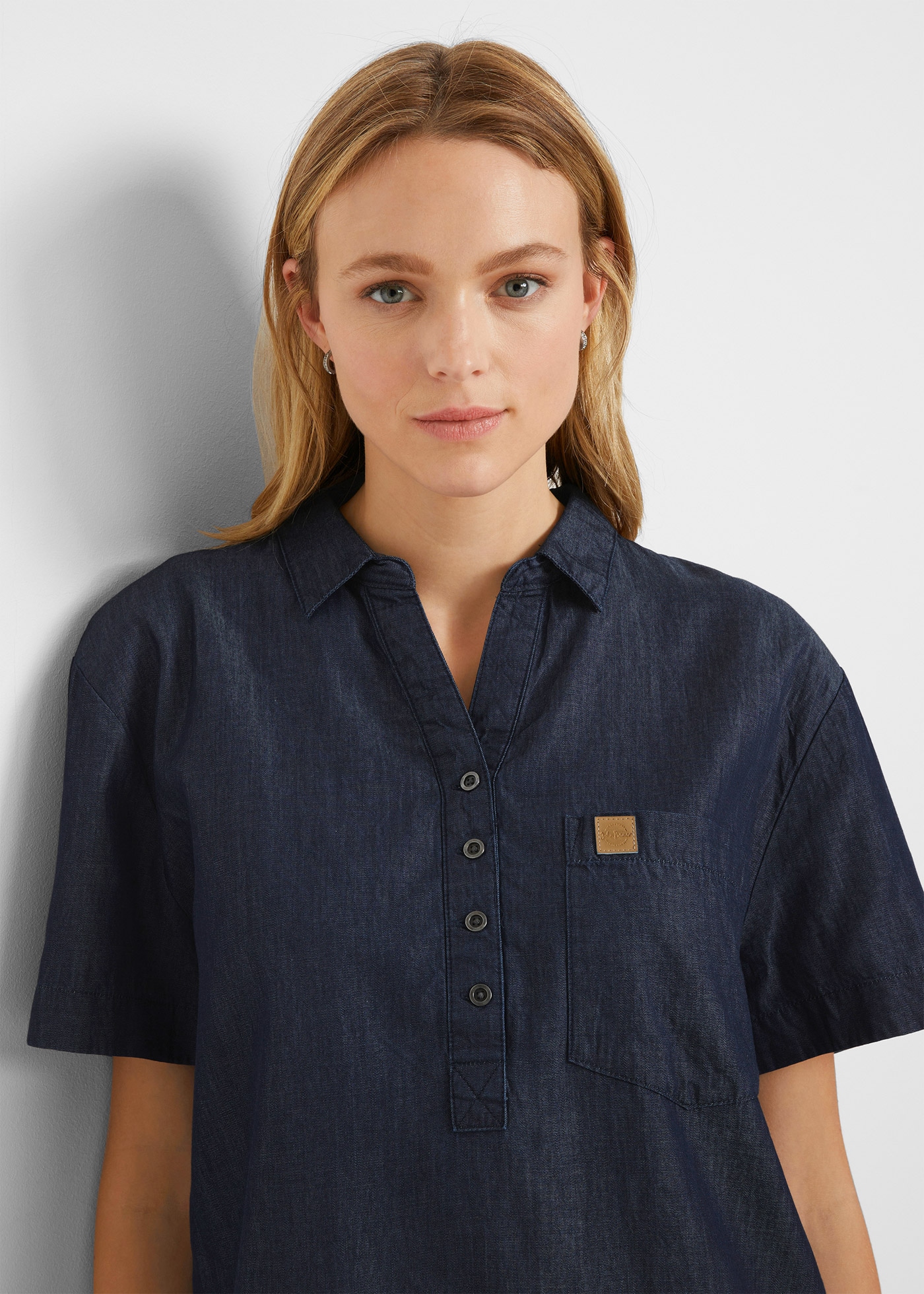 bonprix Jeanskleid Brusttasche mit Brusttasche und Eingrifftaschen