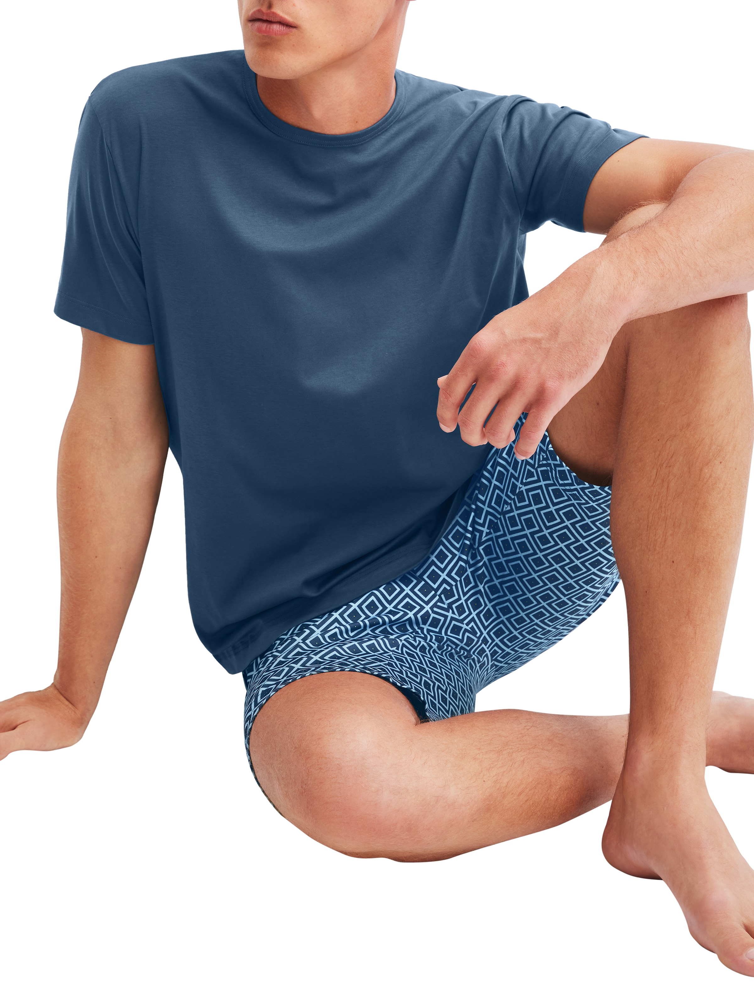 CALIDA Pyjama »Relax Streamline 1« 2 mit Rundhalsausschnitt und kurzem Arm, weich, Interlock Qualität