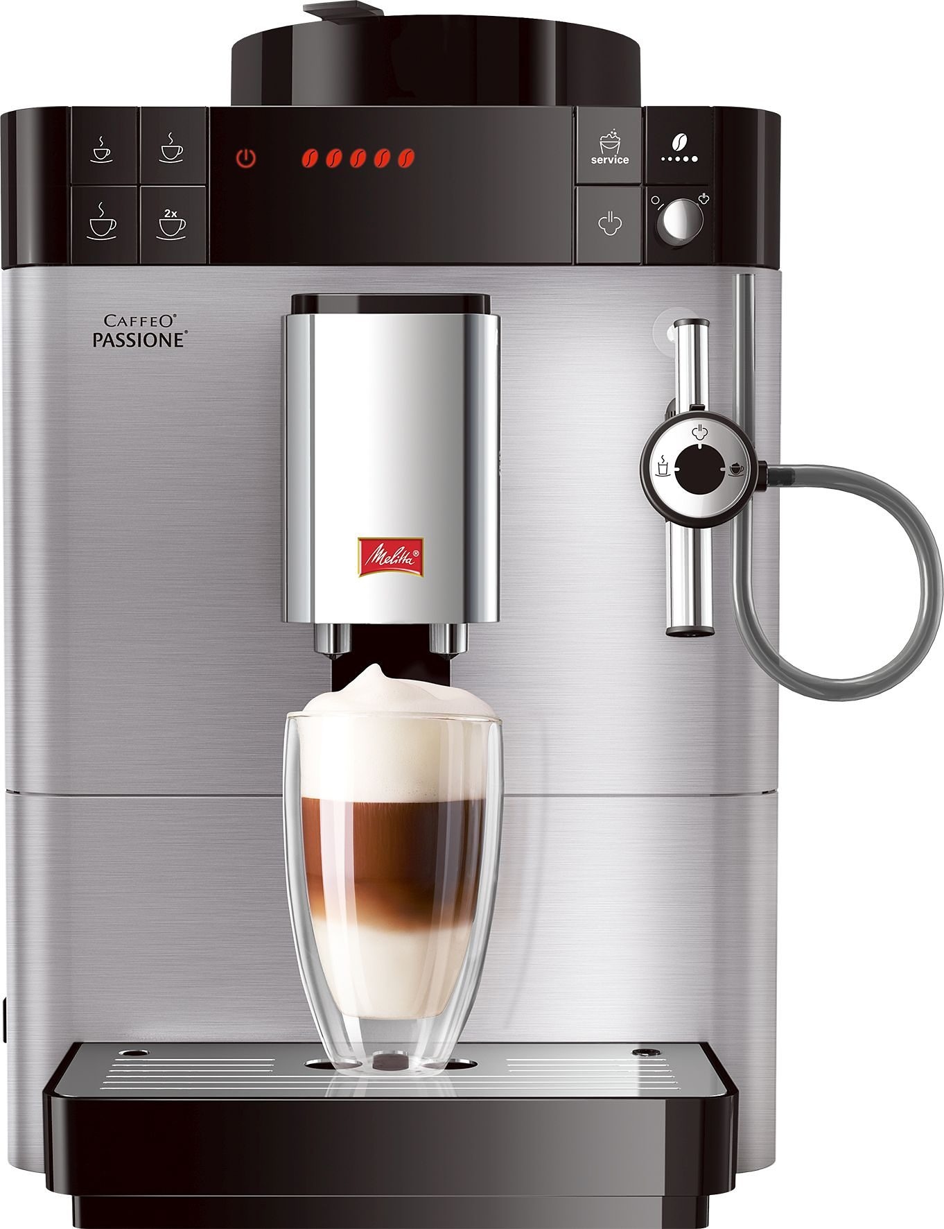 Melitta Kaffeevollautomat »Passione® F54/0-100, Edelstahl«, Moderne Edelstahl-Front, tassengenau frisch gemahlene Bohnen