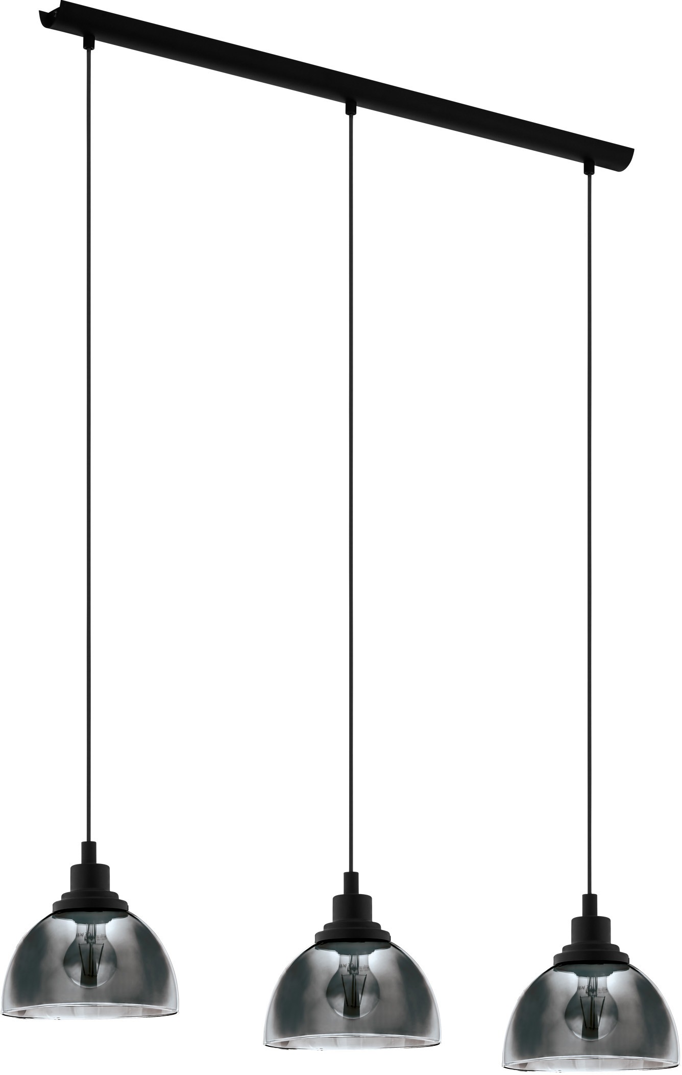 EGLO Hängeleuchte »BELESER«, 3 flammig, Leuchtmittel E27 | Leuchtmittel wechselbar-ohne Leuchtmittel, schwarz / L90,5 x H110 x B20,5 cm / aus Stahl - Pendellampe