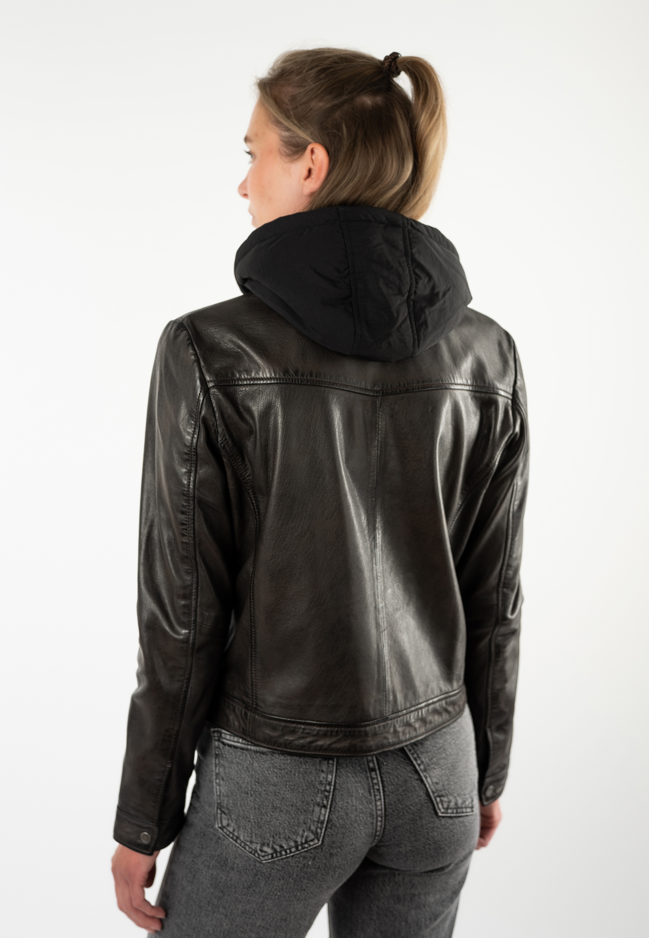Mauritius Lederjacke »MWAvih« mit Kapuze mit abnehmbarer Nylon-Kapuze