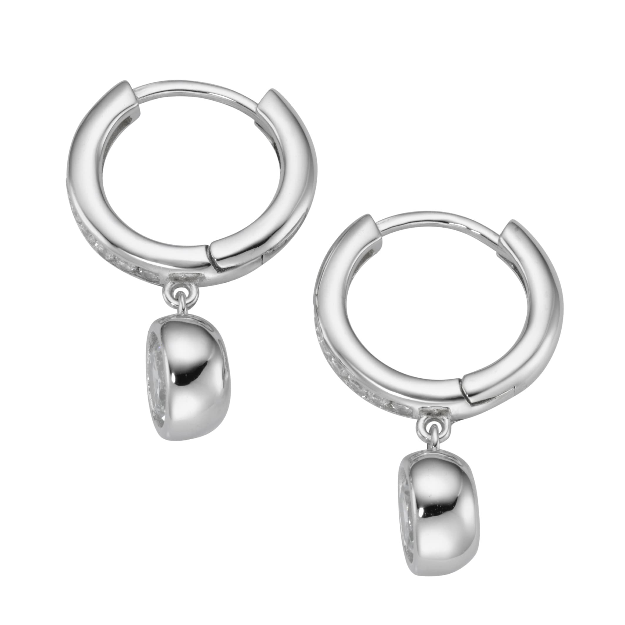GIORGIO MARTELLO MILANO Paar Creolen »Klappcreolen mit Behang, Zirkonia weiß, Silber 925«