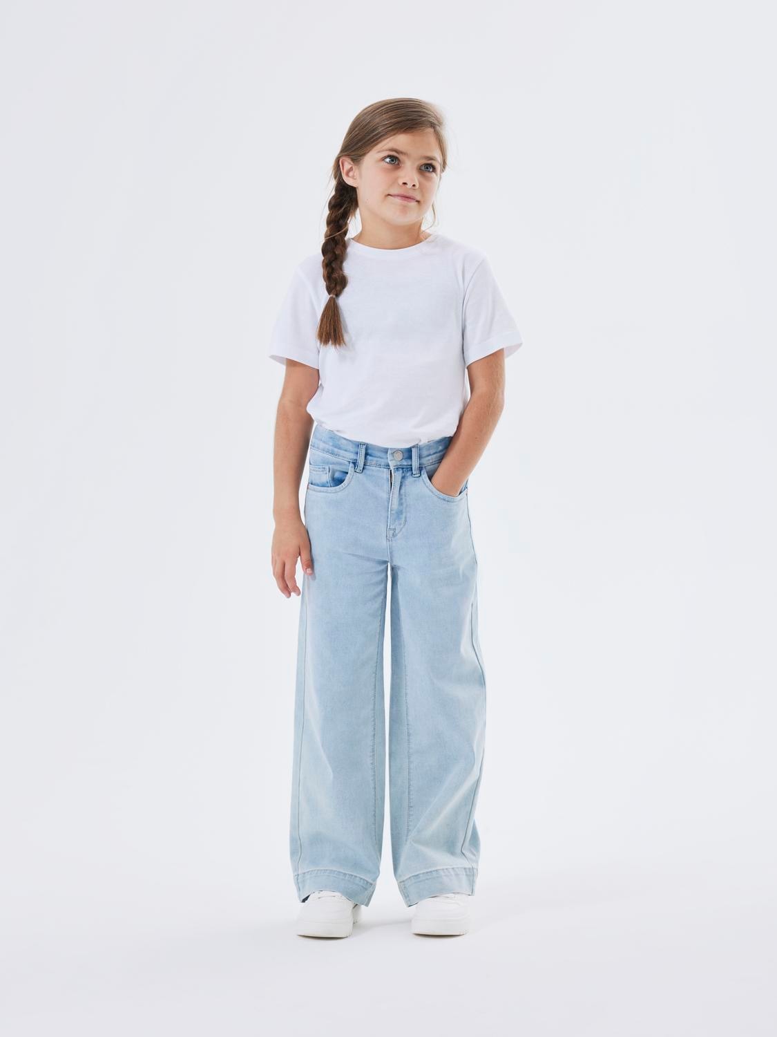 Name It Weite Jeans »NKFROSE für Mädchen mit weitem Bein und High Waist«, unifarben, casual, loose fit, Baumwollmischung, Denim