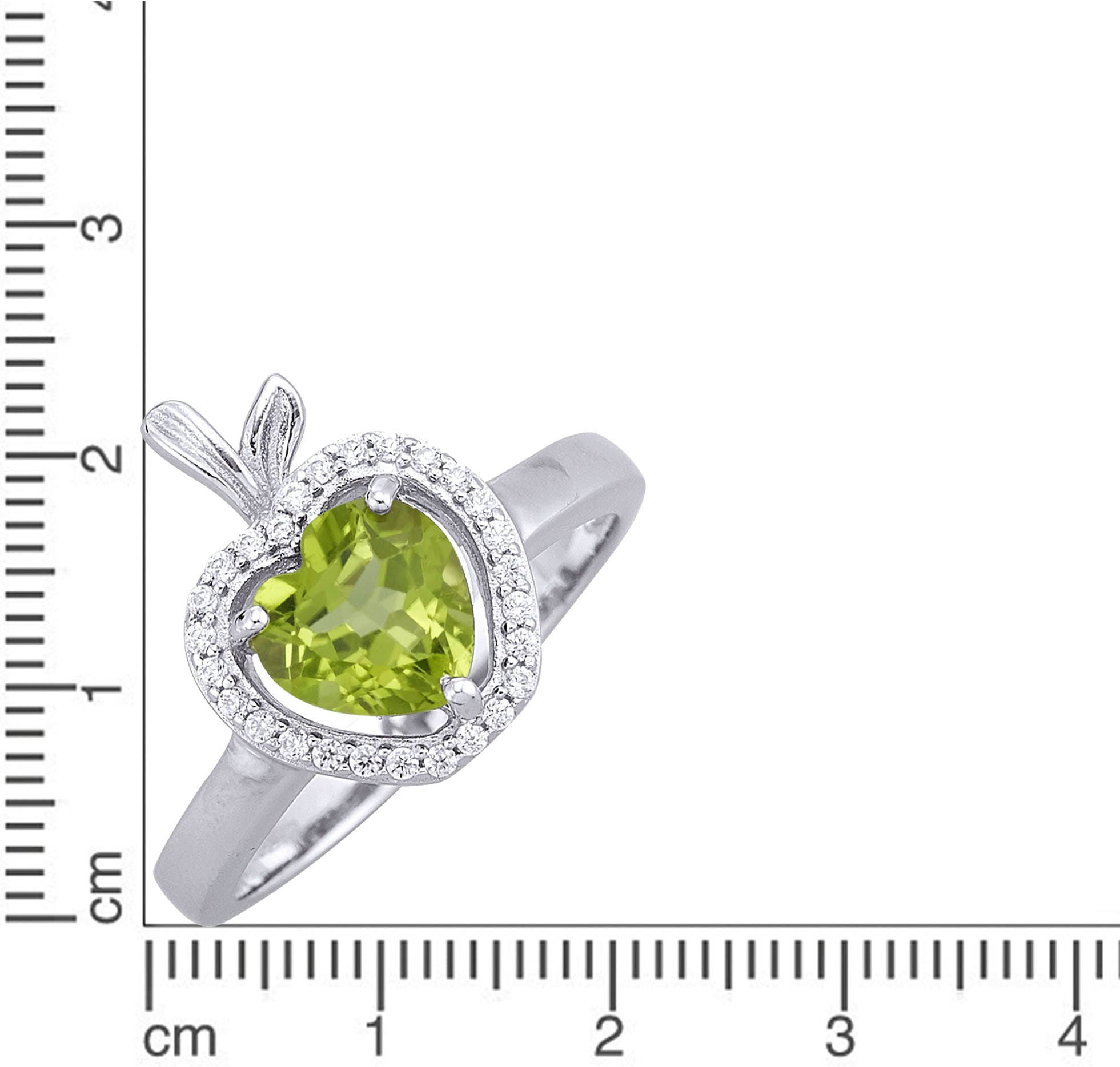 Firetti Fingerring »Schmuck Geschenk Silber 925 Damenring Ring Apfel Herz« mit Peridot, Zirkonia (synth.)