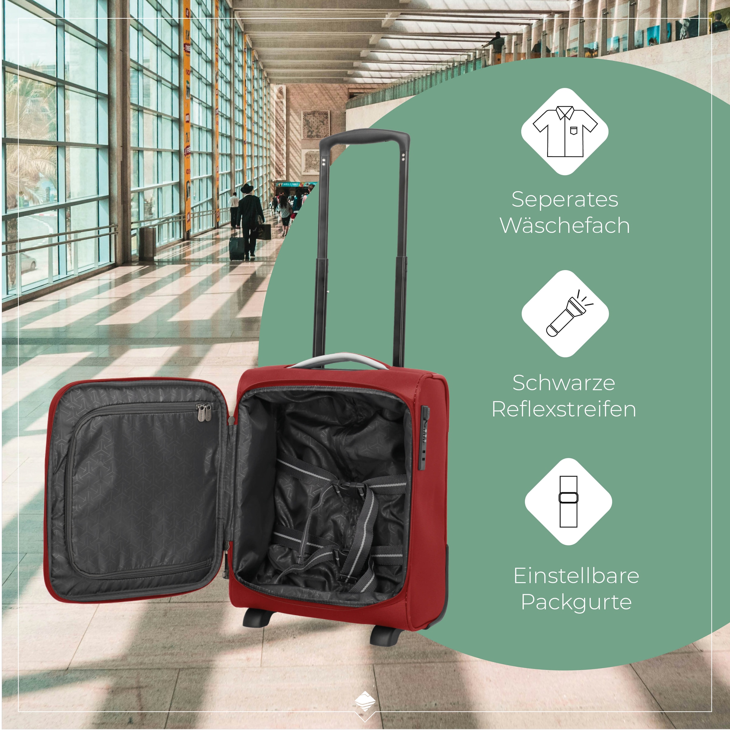 travelite Handgepäck-Trolley »JETPACK Easy 2 Cabin Handgepäck Koffer« 21 l 4 Rollen
