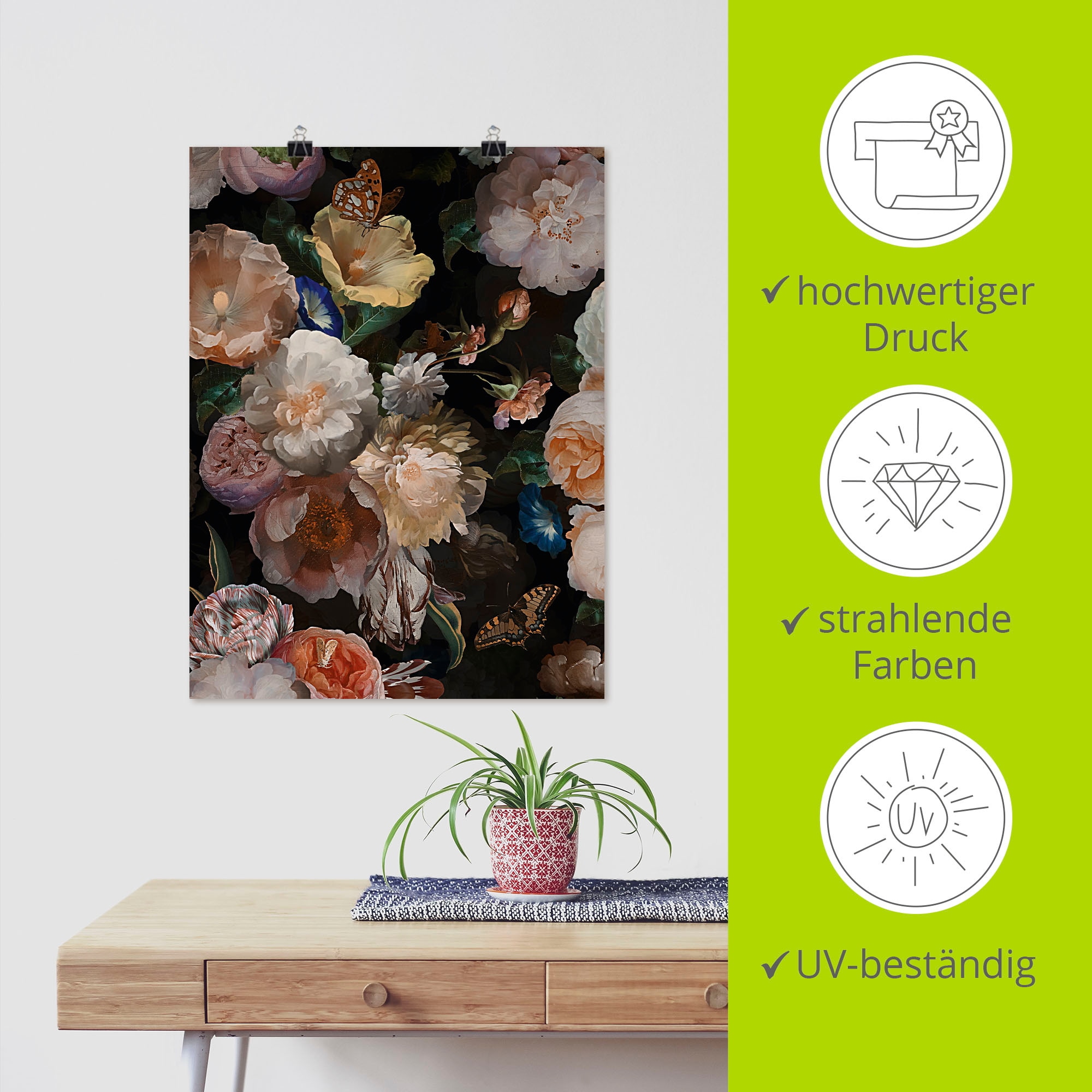 Artland Poster »Antike Holländische Blumen« Blumenbilder 1 Stk. tlg. ohne Rahmen