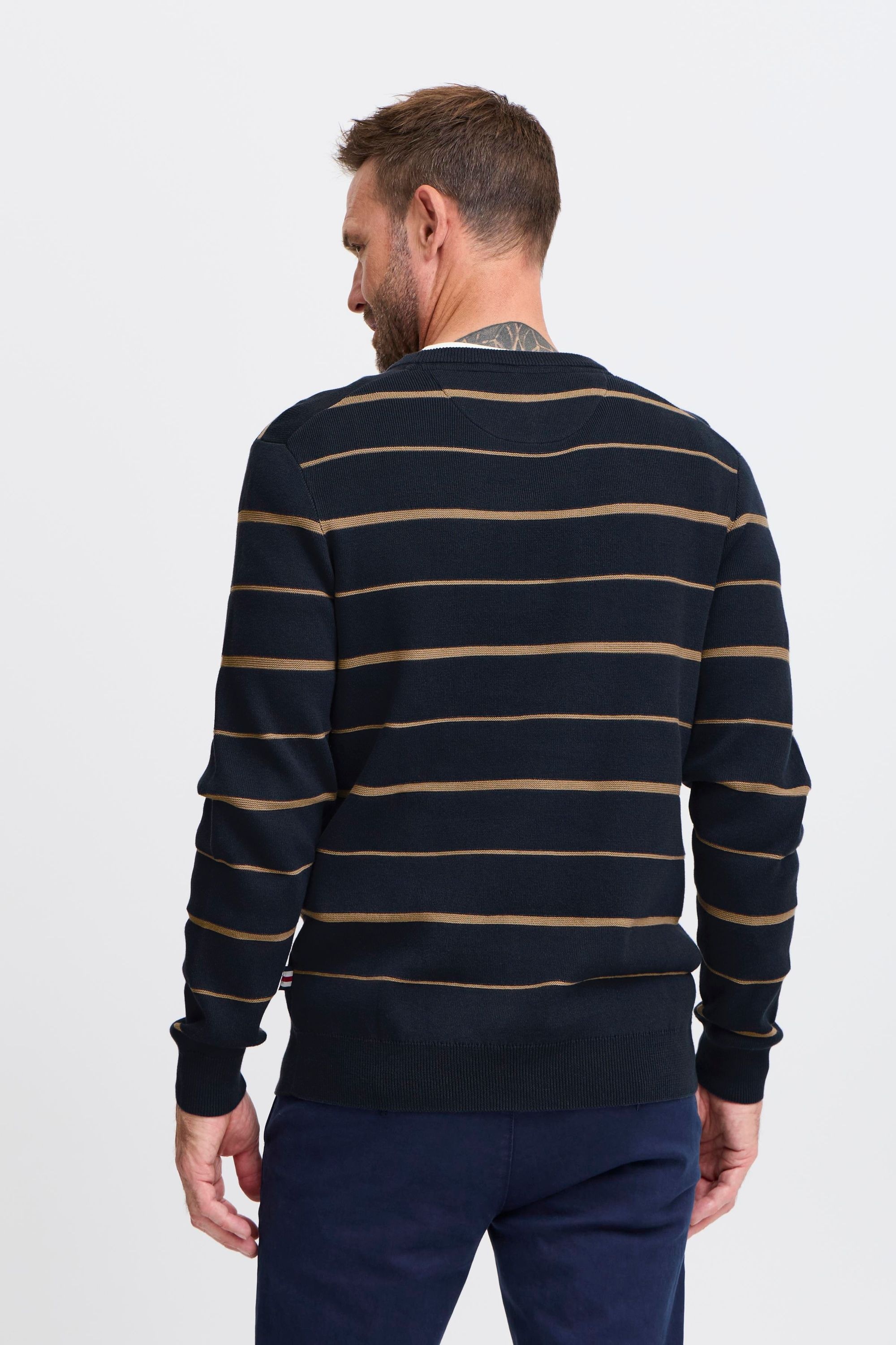FQ1924 Strickfleece-Pullover »Strickpullover FQKYLE reversed strip crewneck neck«