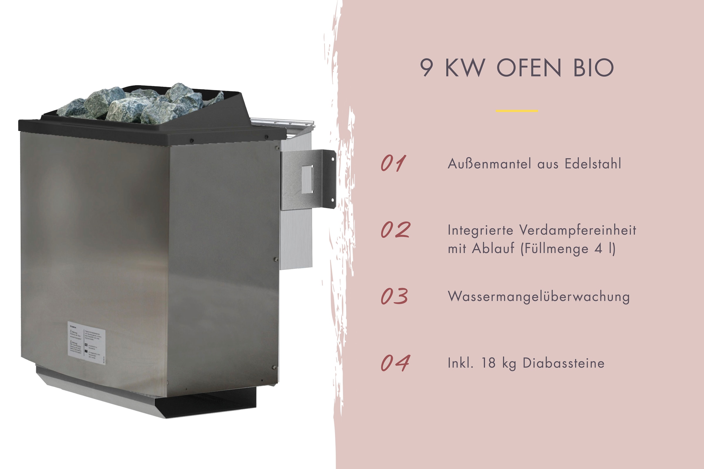 Karibu Saunahaus »Maiko 2A« Set,  Ofen 9 kW Bio externe Strg easy