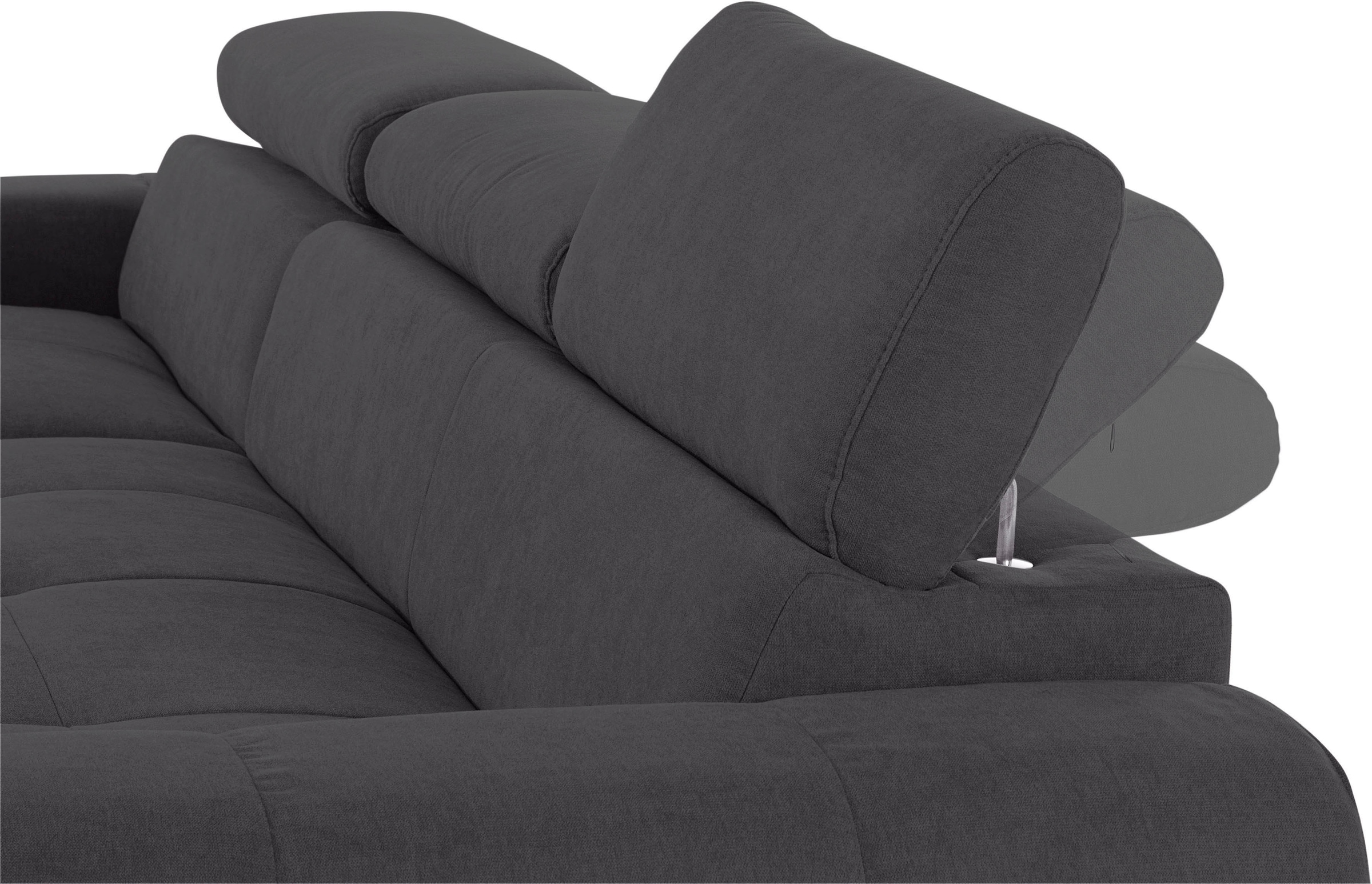 COTTA Ecksofa »Mia L-Form mit 3 Zierkissen«, wahlweise mit Bettfunktion, Bettkasten, Beleuchtung & Wireless-Charger