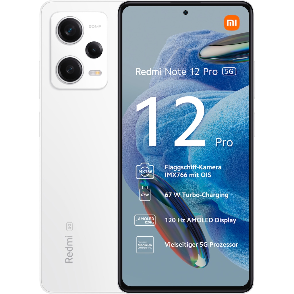 Xiaomi Smartphone »Redmi Note 12 Pro 5G 8GB+128GB«, Weiß, 16,94 cm/6,67 Zoll, 128 GB Speicherplatz, 50 MP Kamera