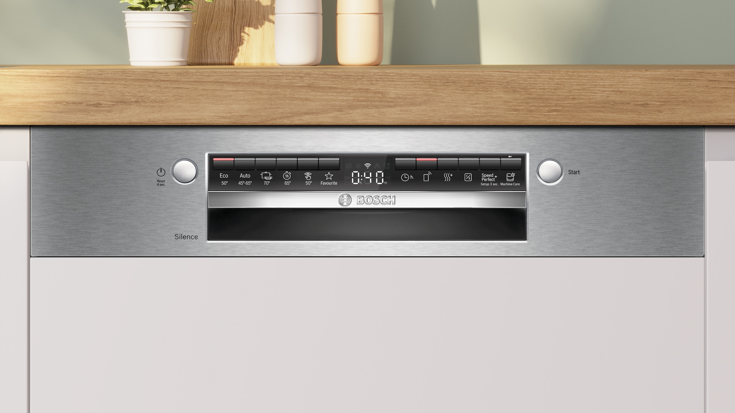 BOSCH teilintegrierbarer Geschirrspüler Serie 4 »SMI4HTS14E« 13 tlg. Maßgedecke Flexible Einstellung im Ober- und Unterkorb für mehr Platz
