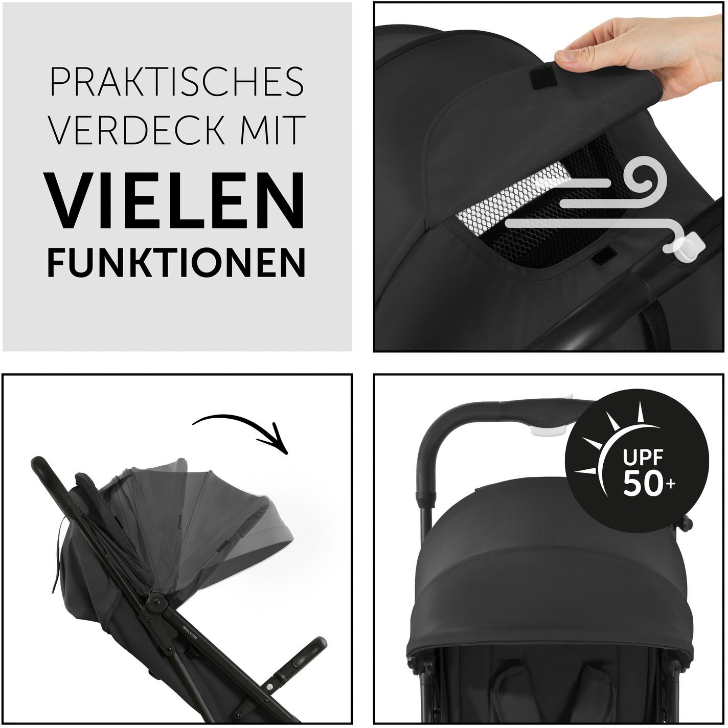 Hauck Kinder-Buggy »Travel N Care, black«, 22 kg