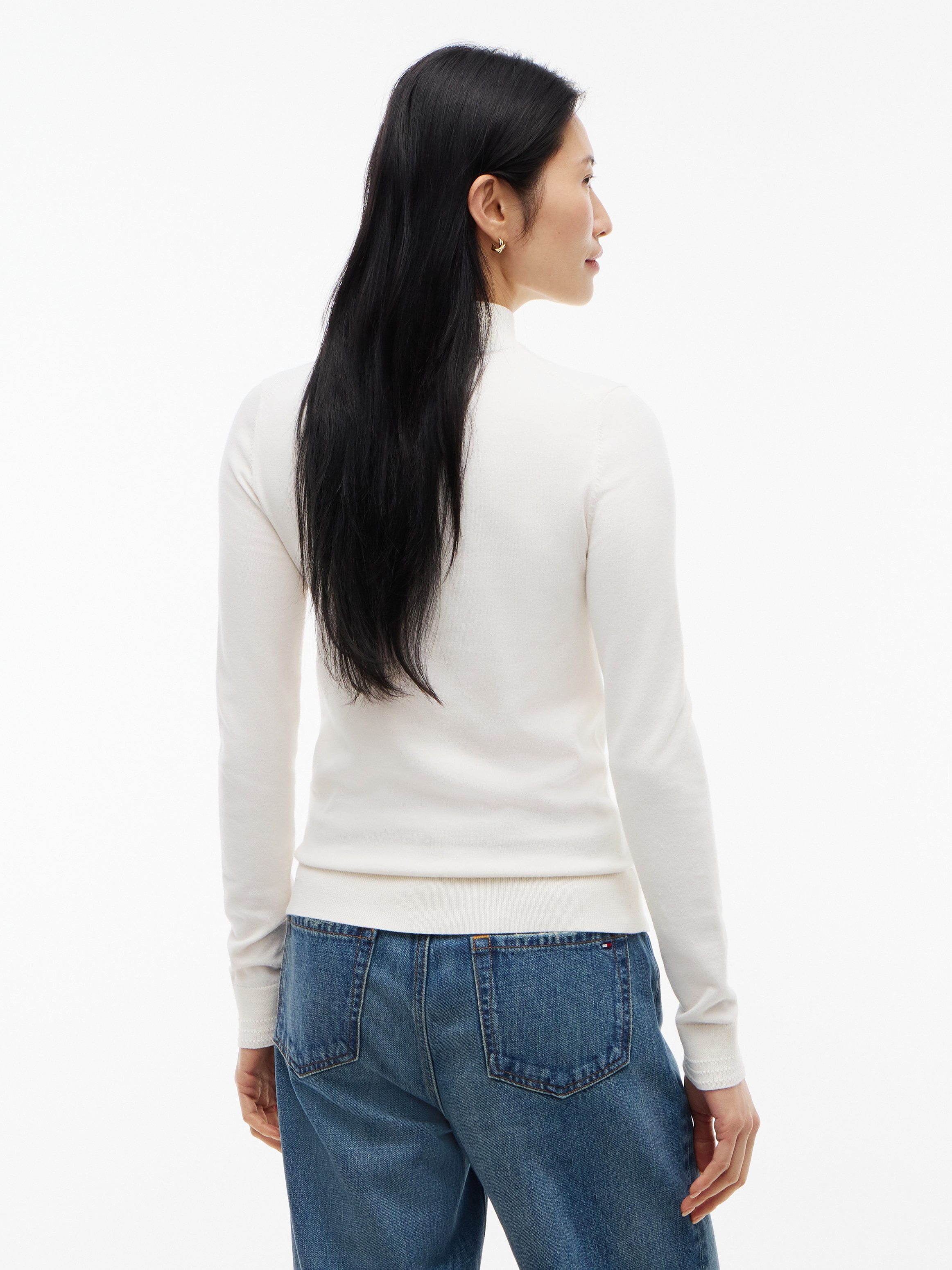 Tommy Hilfiger Strickpullover »COTTON JERSEY SLIM MK-NK SWT« Baumwollmischung, slim fit