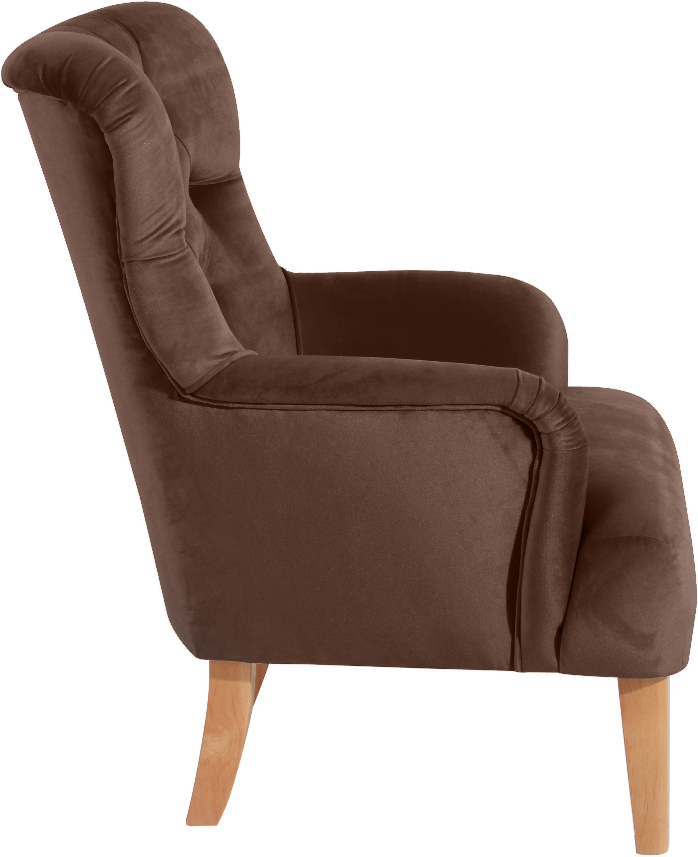 Max Winzer® Chesterfield-Sessel »Bradley, Loungesessel, Chesterfield Optik in aktuellen Farben, bequem«, hohe Rückenlehne mit edler Knopfheftung, Retro und modern, hoher Fuß