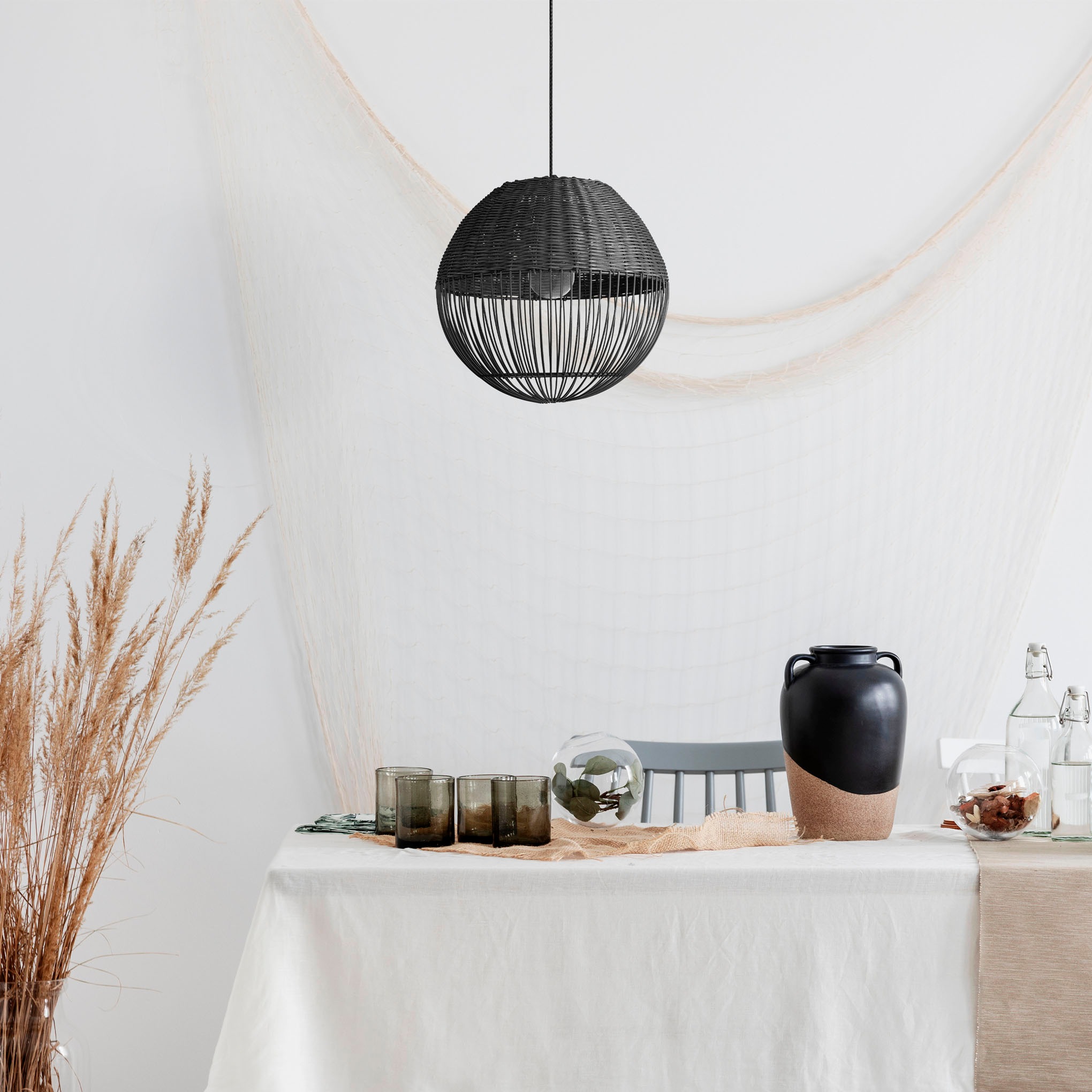 Paco Home Pendelleuchte »PURO«, Leuchtmittel E27 | ohne Leuchtmittel, Rattanlampe Korb Lampe LED Boho Natur Vintage Rund E27