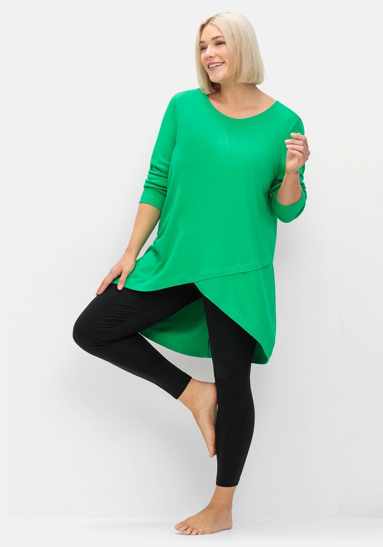 Sheego Longshirt »Longshirt in Wickeloptik, in leichter A-Linie«