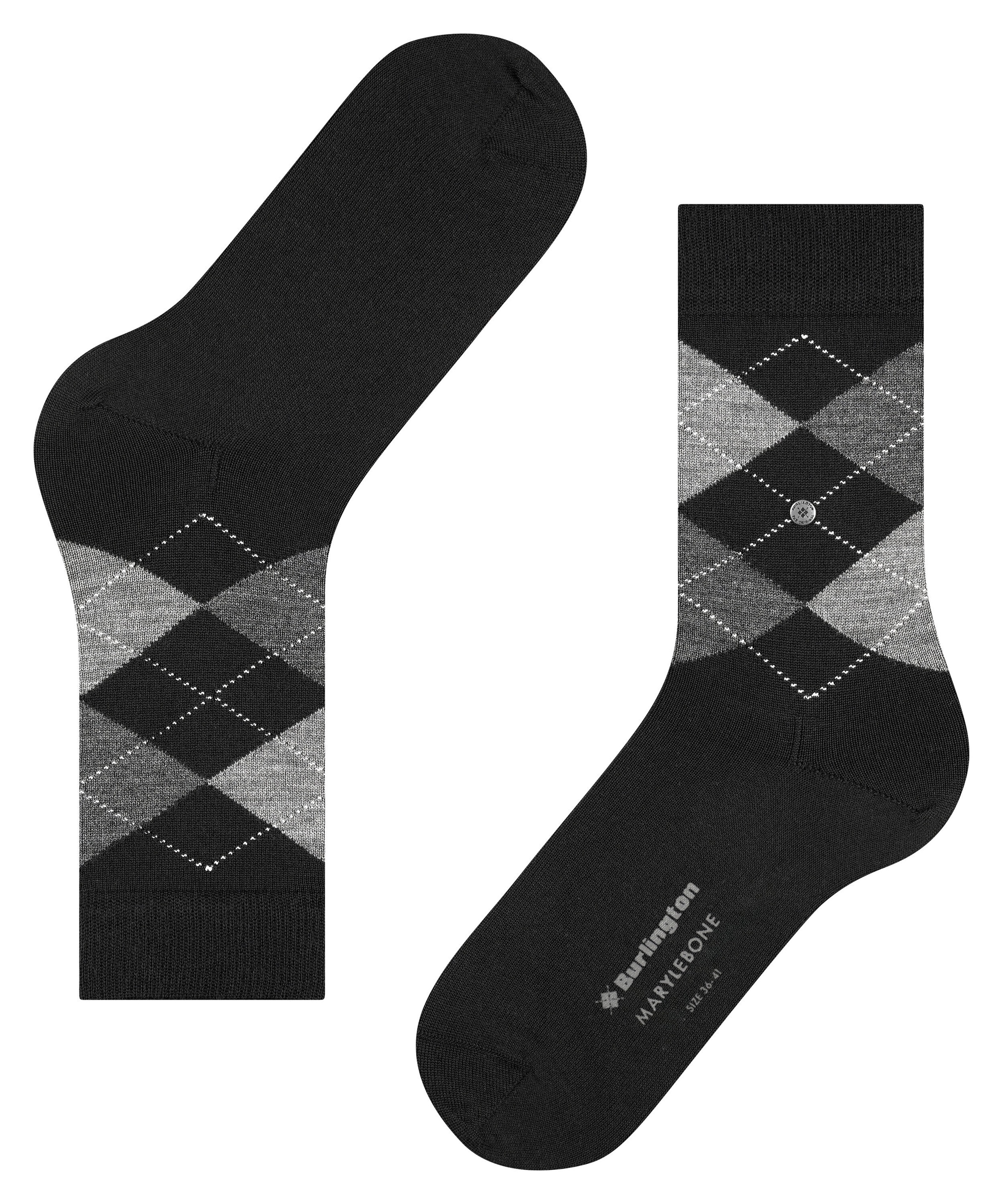 Burlington Socken »Marylebone« Einheitsgröße 36-41, wärmende Wollmischung, Argyle-Muster