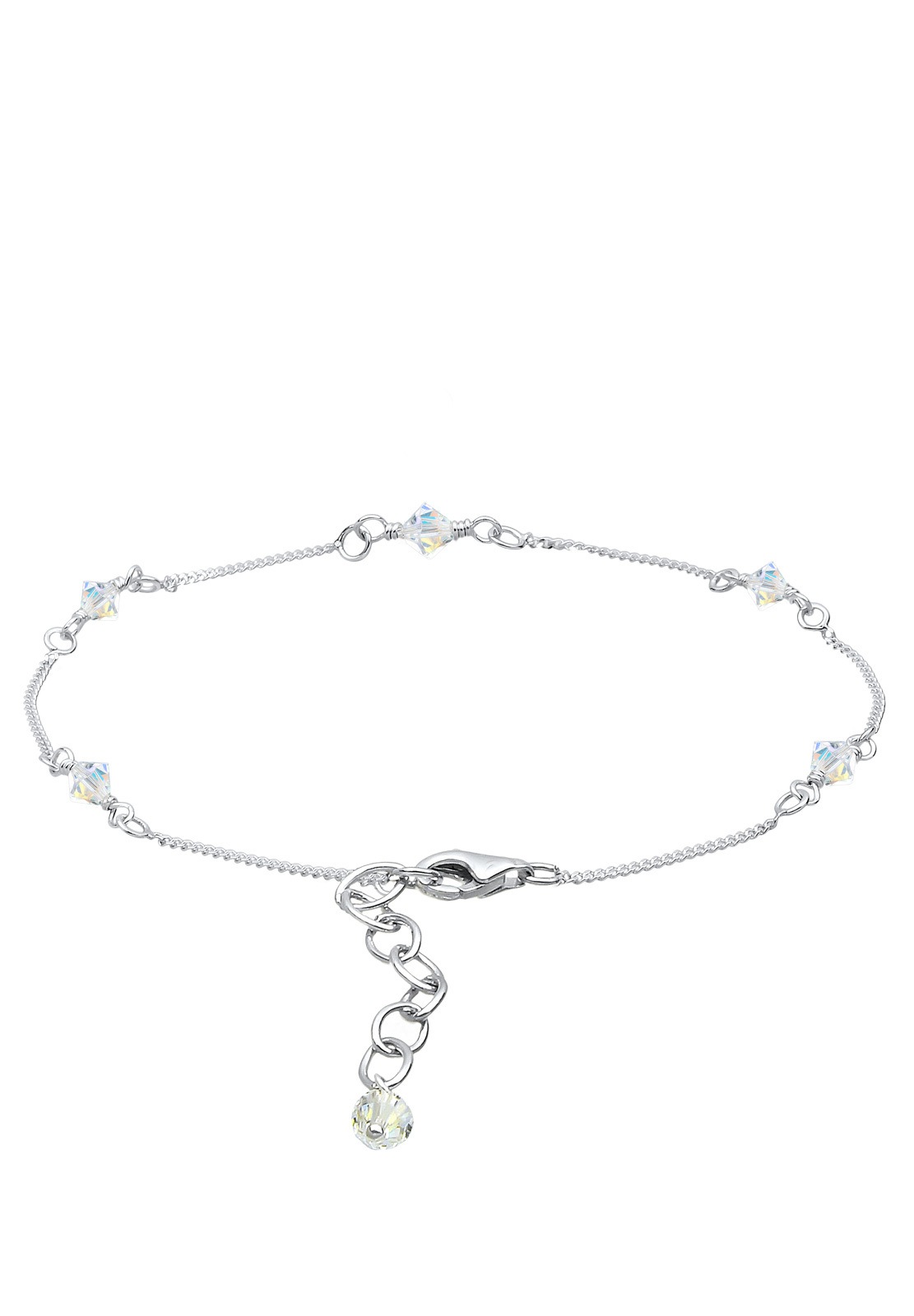 Elli Fußkette »Fußschmuck Basic Strand Bead Kristalle 925 Silber«