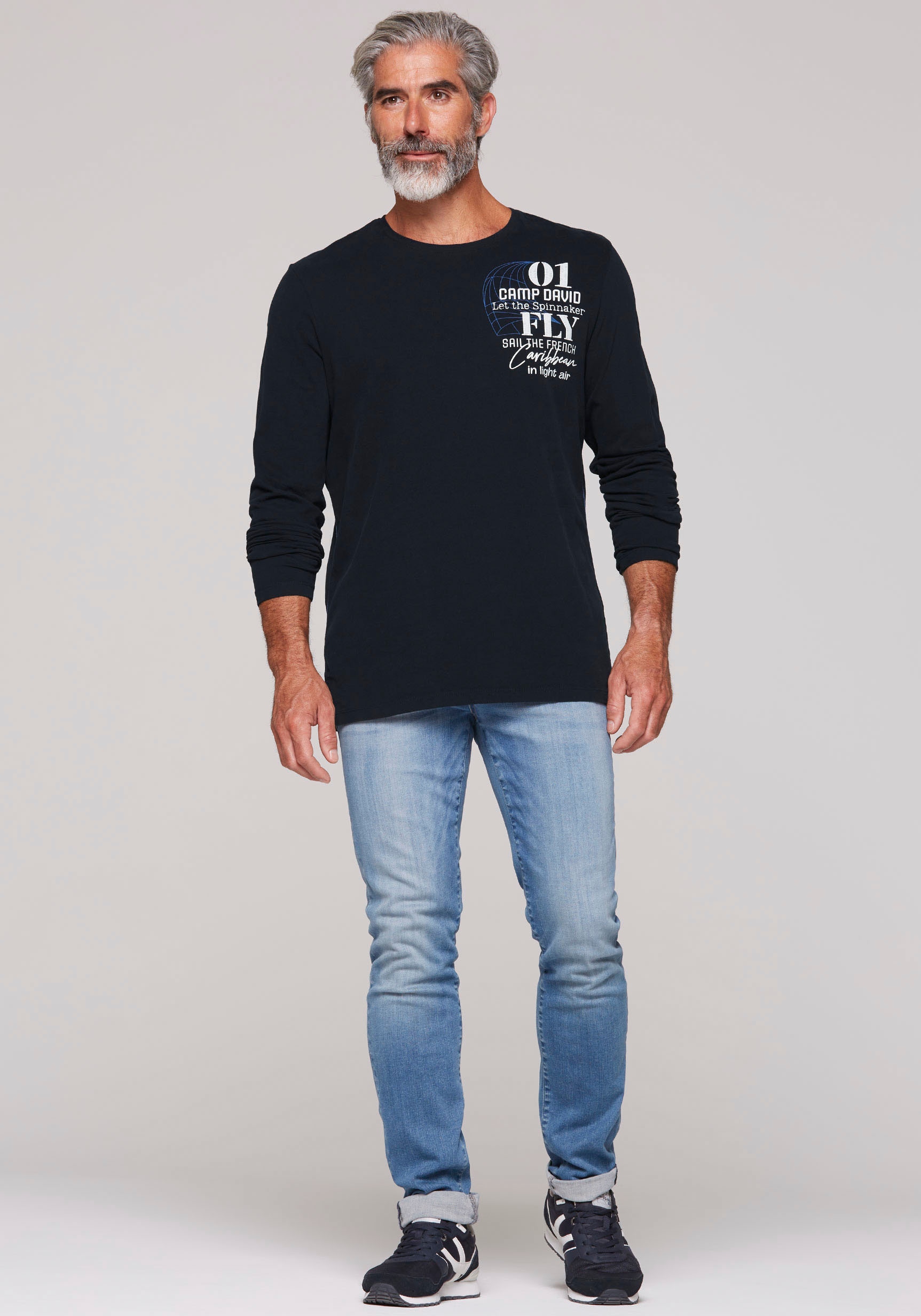 CAMP DAVID Langarmshirt, mit Rücken-Print
