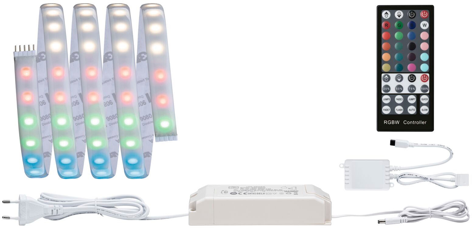 Paulmann LED-Streifen »MaxLED 1000 Basisset 1,5m IP44 Cover 3000K 18W 230/24V 50VA Silber«, 1 St.-flammig, RGBW