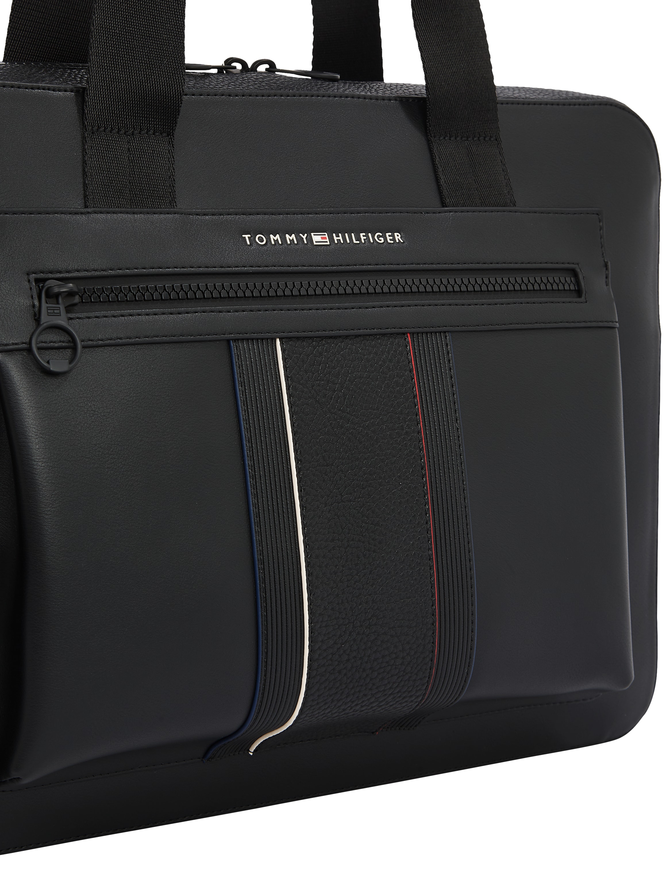 Tommy Hilfiger Laptoptasche »TH FOUNDATION COMPUTER BAG«, Damen Messengerbag, Henkeltasche, Umhängetasche mit Reißverschluss