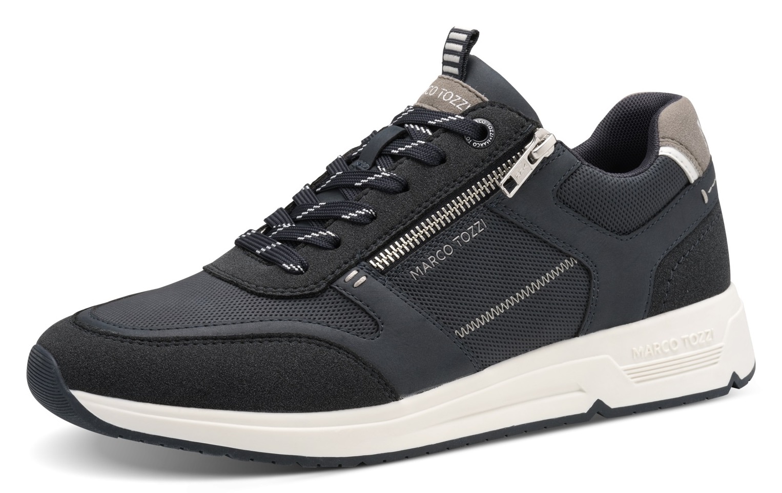 MARCO TOZZI Keilsneaker, Freizeitschuh, Halbschuh, Schnürschuh mit praktischem Reißverschluss
