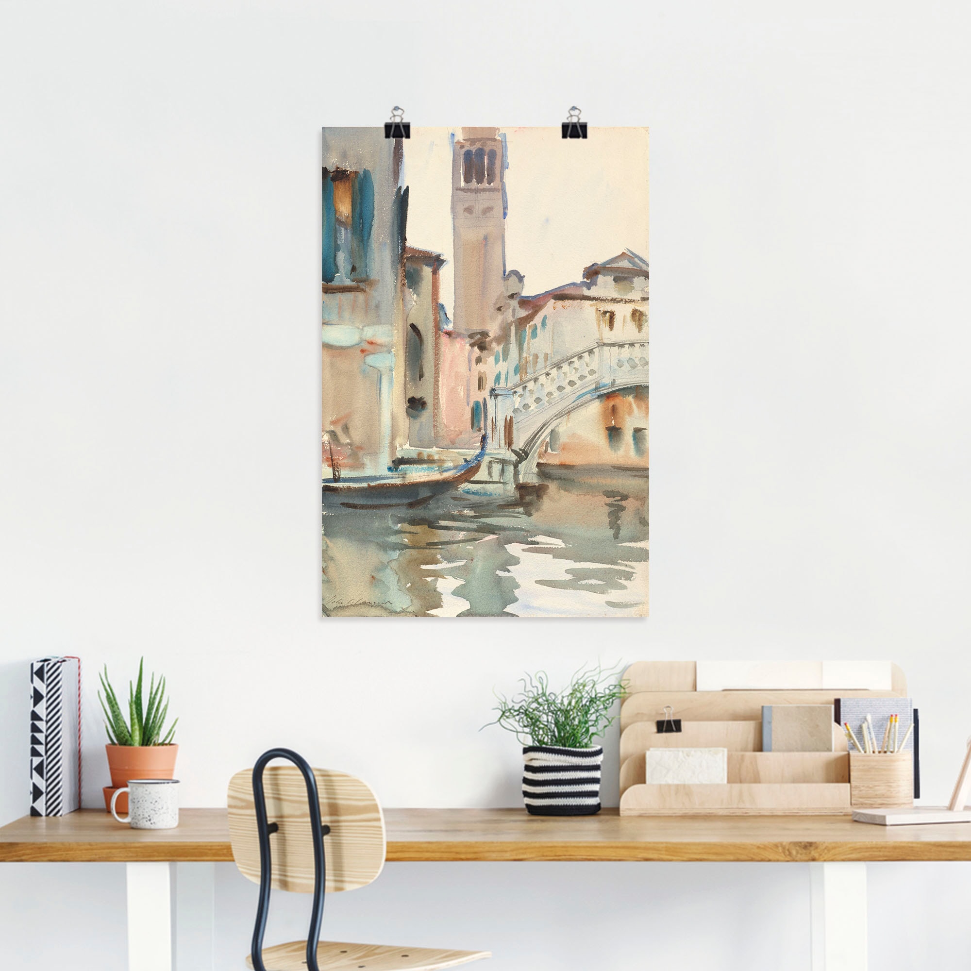 Artland Wandbild »Eine Brücke und Campanile, Venedig.«, Venedig, (1 St.), als Leinwandbild, Poster in verschied. Größen