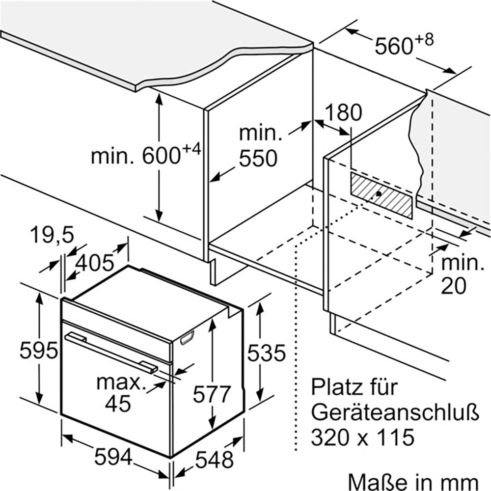 BOSCH Dampfbackofen Serie 8 »HSG7584B1«, mit Teleskopauszug nachrüstbar, ecoClean Direct, AirFry-Funktion
