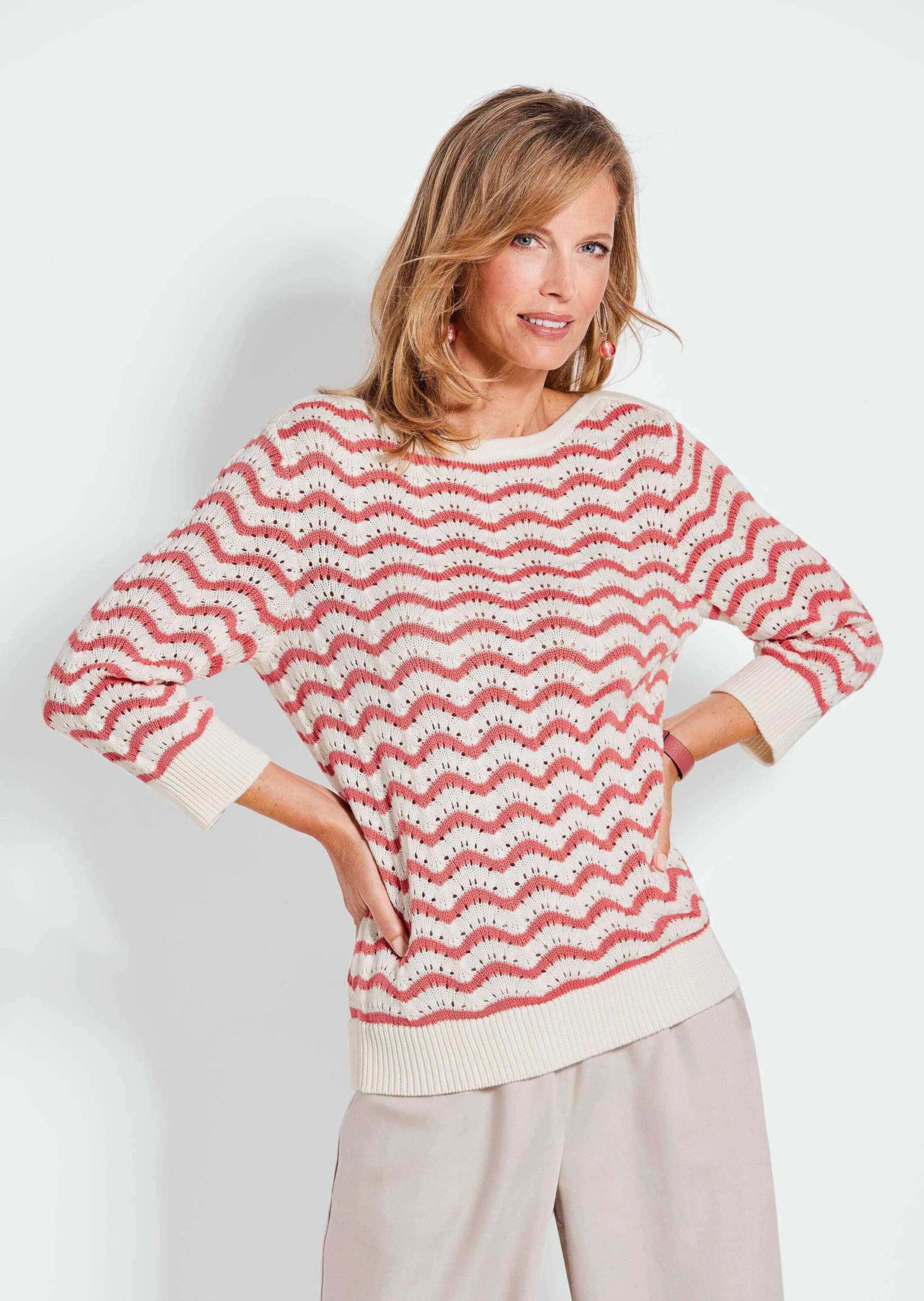 GOLDNER Rundhalspullover »Strickpullover Strickpullover mit 3/4-Arm«