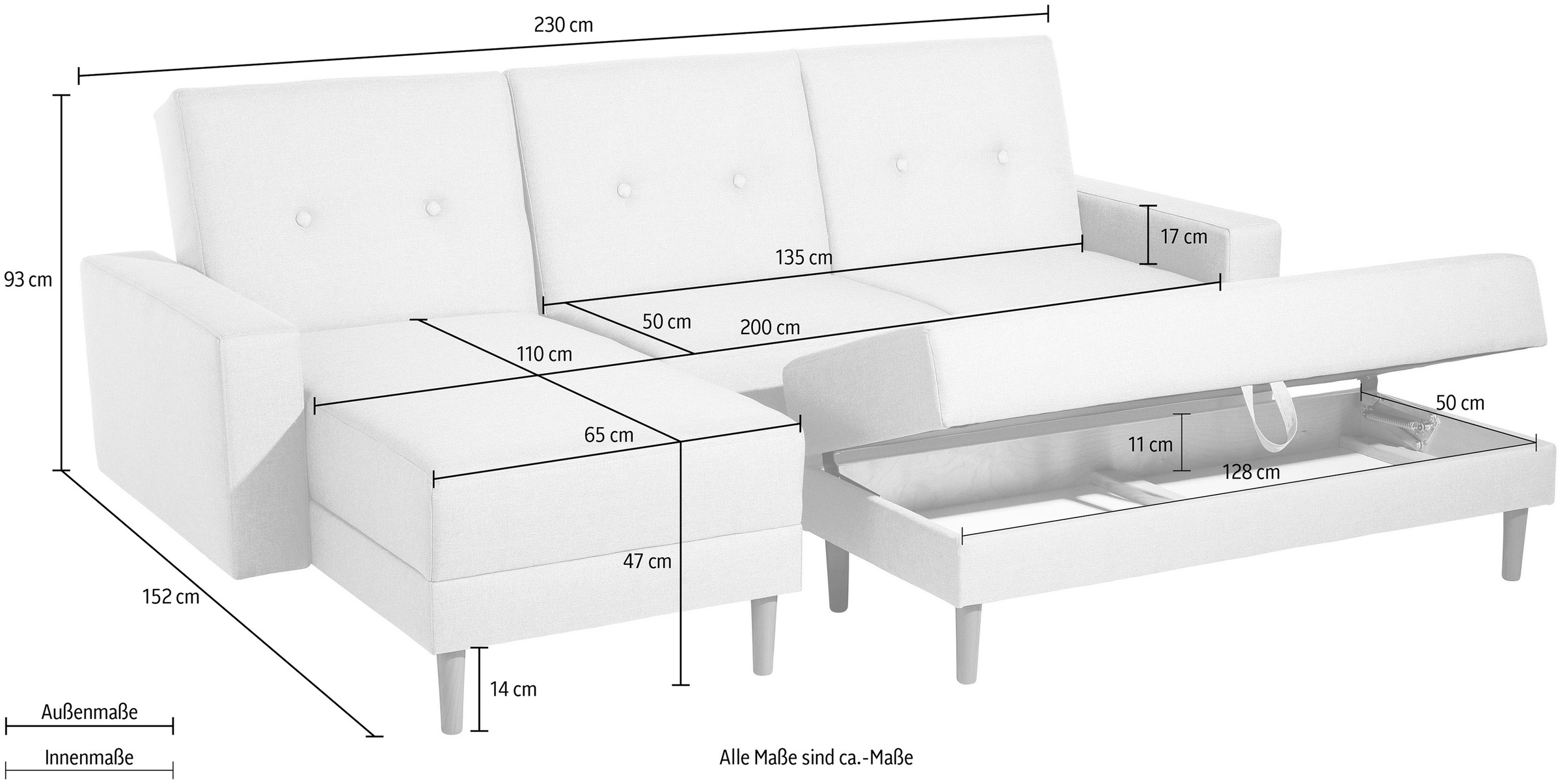 Max Winzer® Ecksofa »Just Chill kubisches Schlafsofa im skandinavischen Stil, bequem«, Recamiere links oder rechts montierbar, mit Rückenverstellung