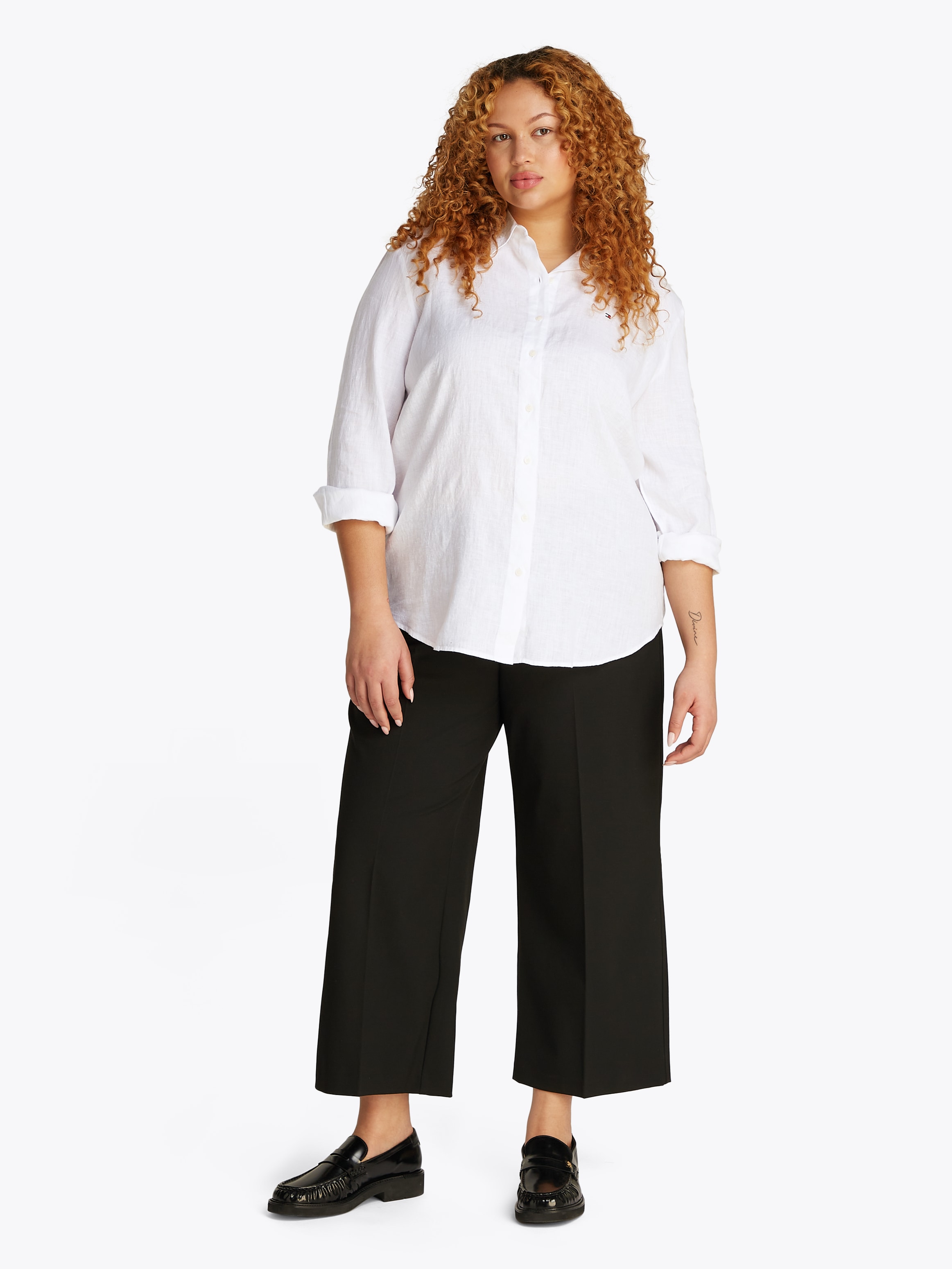 Tommy Hilfiger Curve Hemdbluse »CRV ESS LINEN RELAXED SHIRT«, in Großen Größen, Leinenqualität