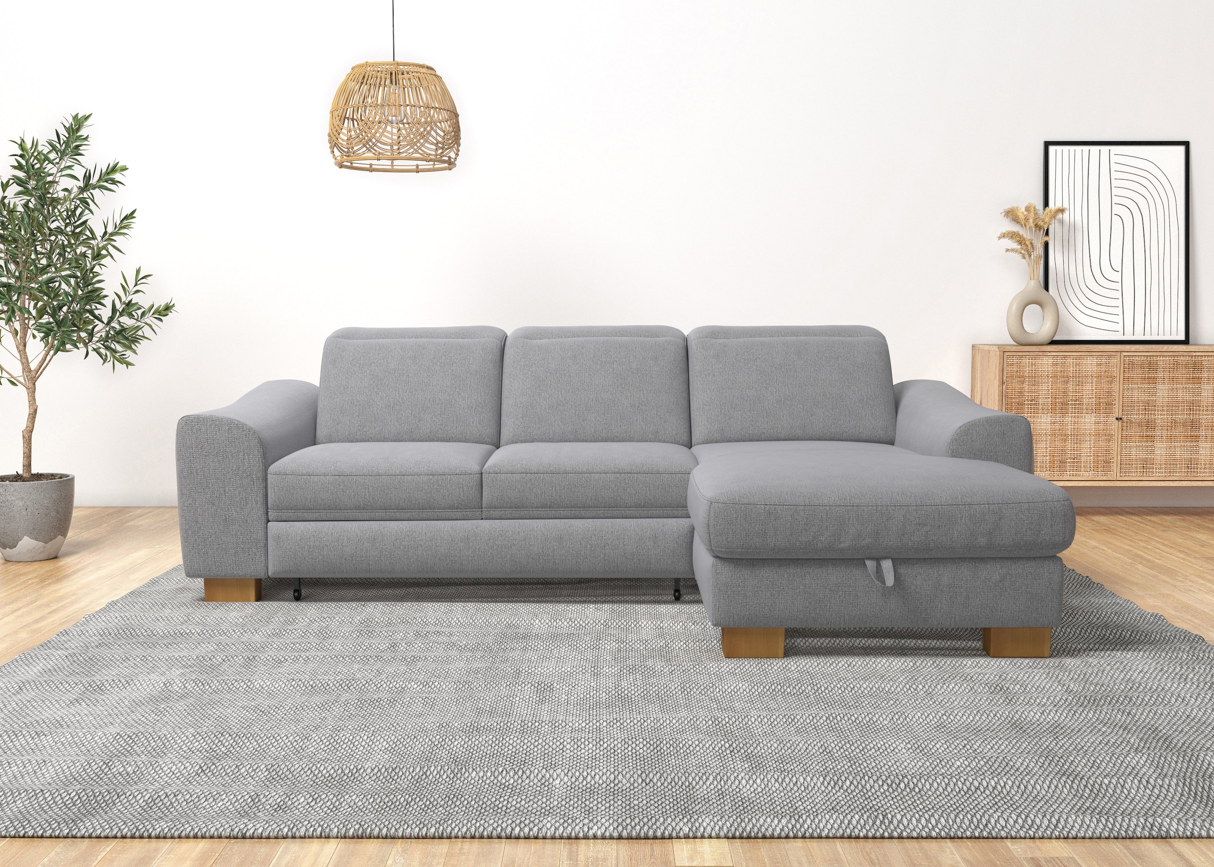 Home affaire Ecksofa »Dundee L-Form«, wahlweise mit Kopfteilverstellung und zusätzlich mit Bettfunktion