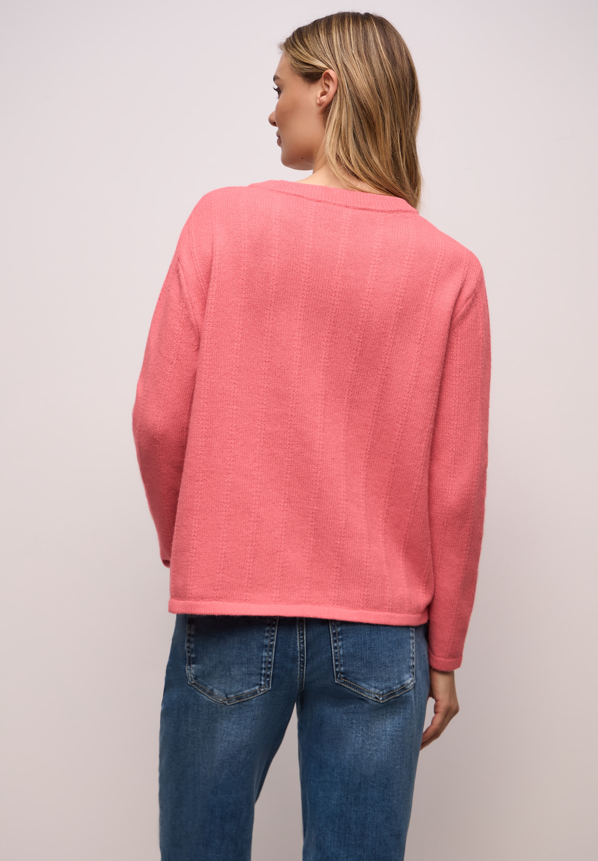 STREET ONE Strickpullover mit Rundhals, strukturiert