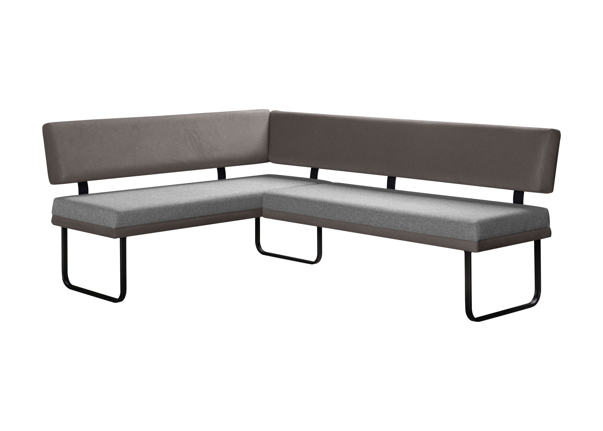 OTTO home, Eckbank »Gabi Esszimmerbank, Bank, Küchenbank, Polsterbank« Gestell aus matt-schwarzem Flachmetall, stabil, 2-Stoff-Design, graublau, 