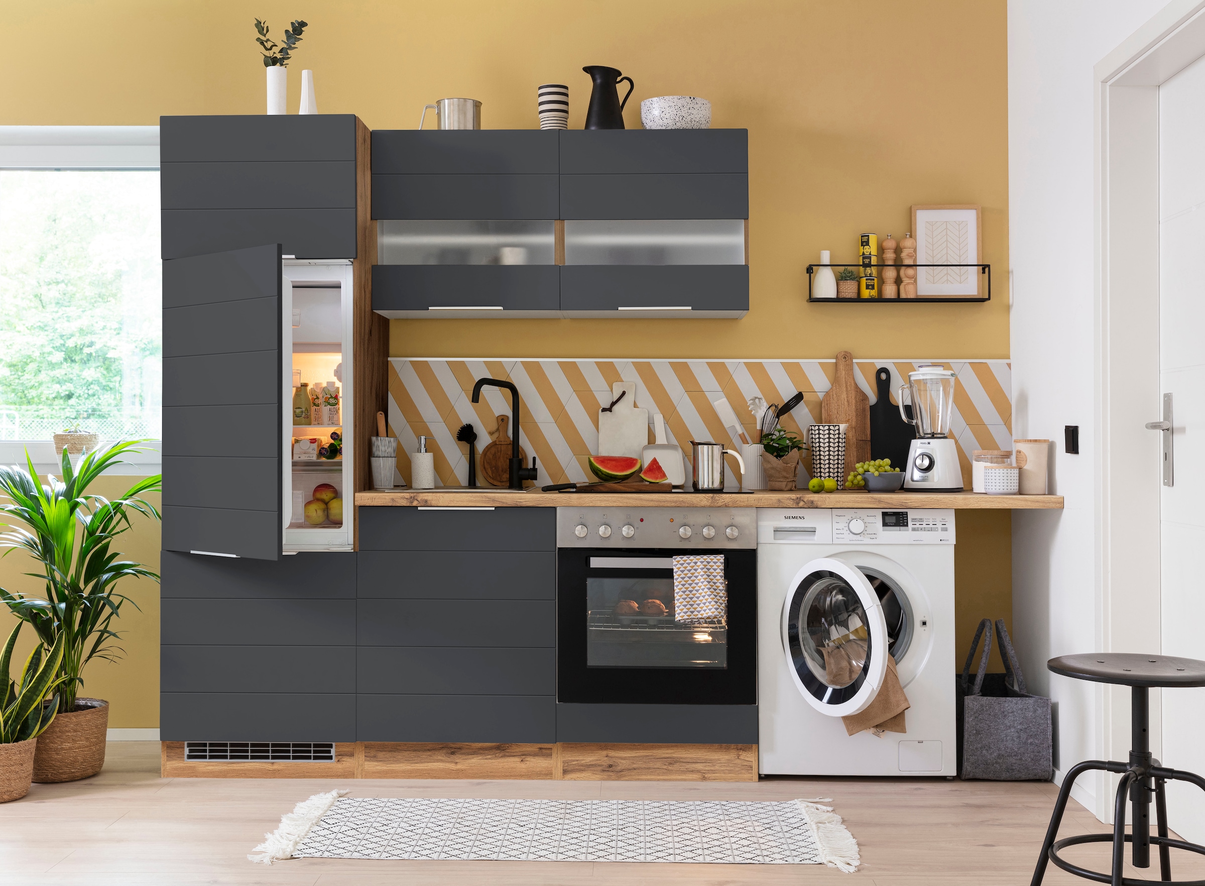 KOCHSTATION Winkelküche »KS-Luhe«, Stellbreite 240x270 cm, wahlweise mit oder ohne E-Geräten, MDF-Fronten