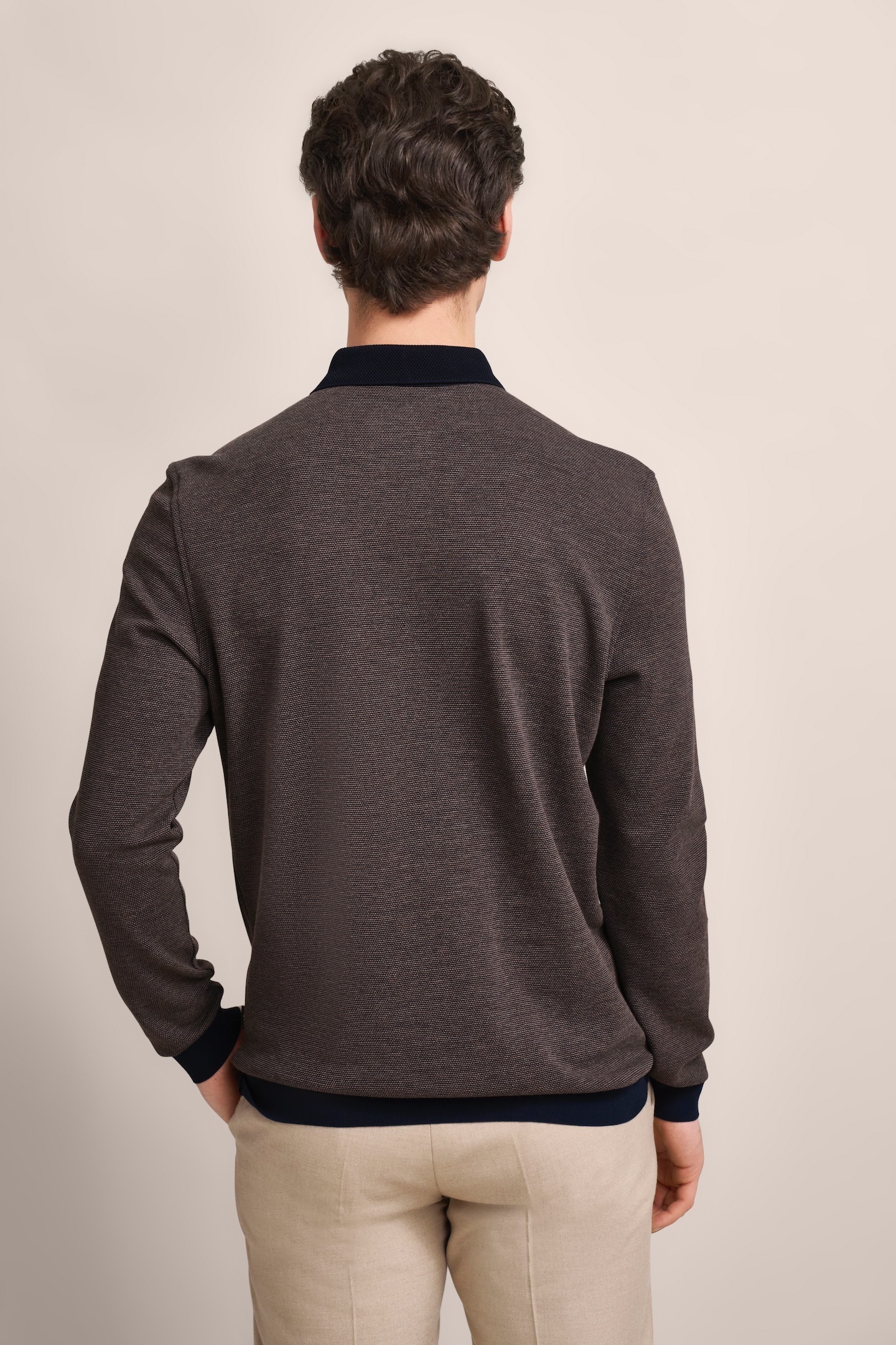 bugatti Langarm-Poloshirt, mit Strukturkragen