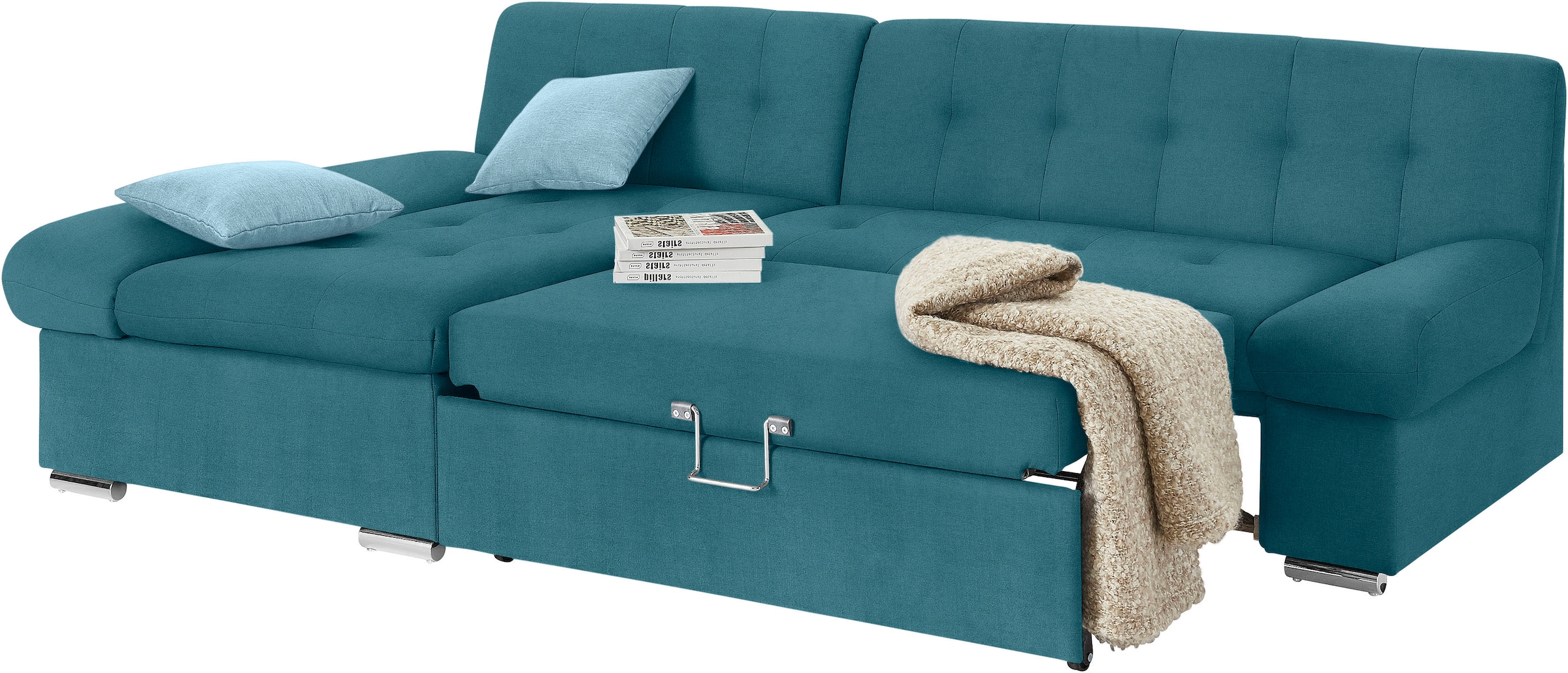 TRENDMANUFAKTUR Ecksofa »Reggae II, moderne Optik, Armteilverstellung, B/T 237/156cm, L-Form«, wahlweise mit Bettfunktion