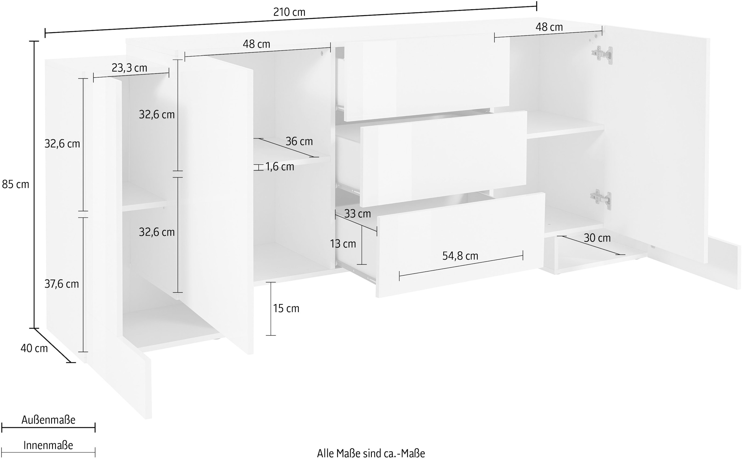 INOSIGN Sideboard »Pillon«, Breite 210 cm