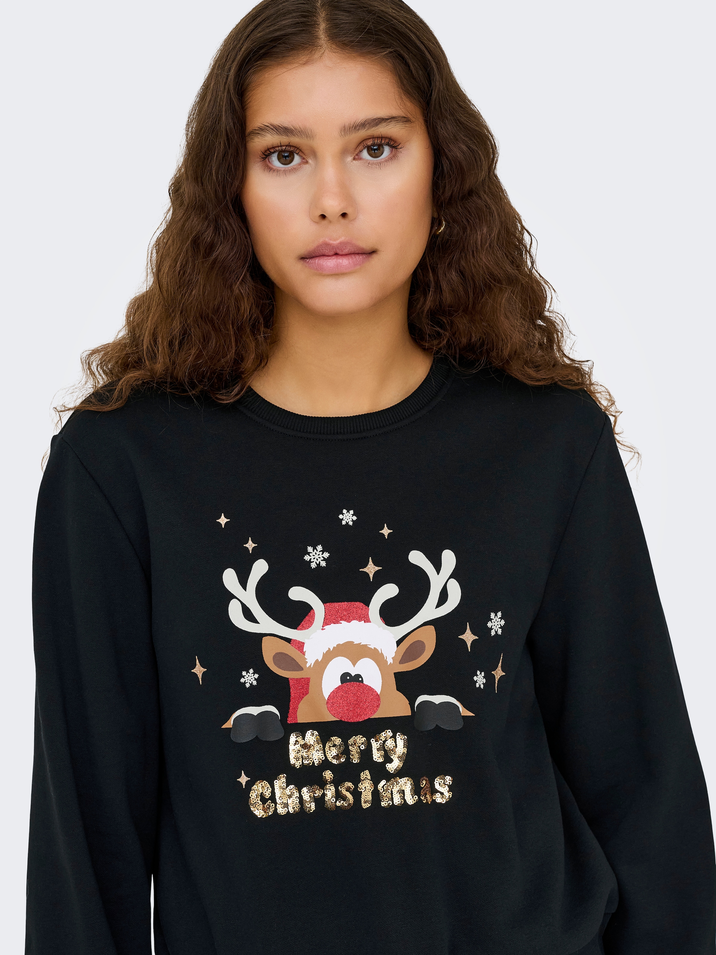ONLY Weihnachtssweatshirt »ONLYDA XMAS L/S O-NECK BOX SWT«, Baumwollmischung, regular fit
