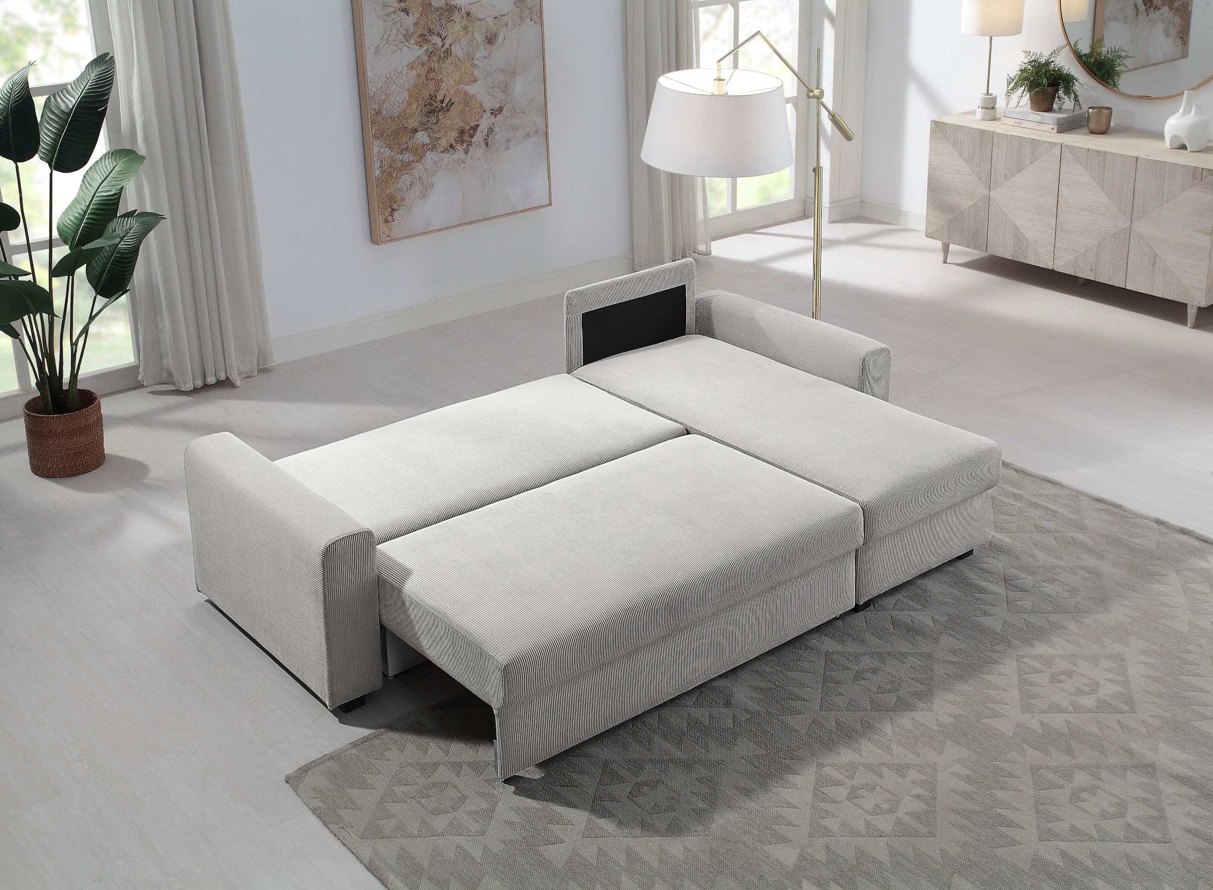 ATLANTIC home collection Ecksofa »Dublin L-Form«, Bettfunktion und Bettkasten, Recamiere links oder rechts montierbar