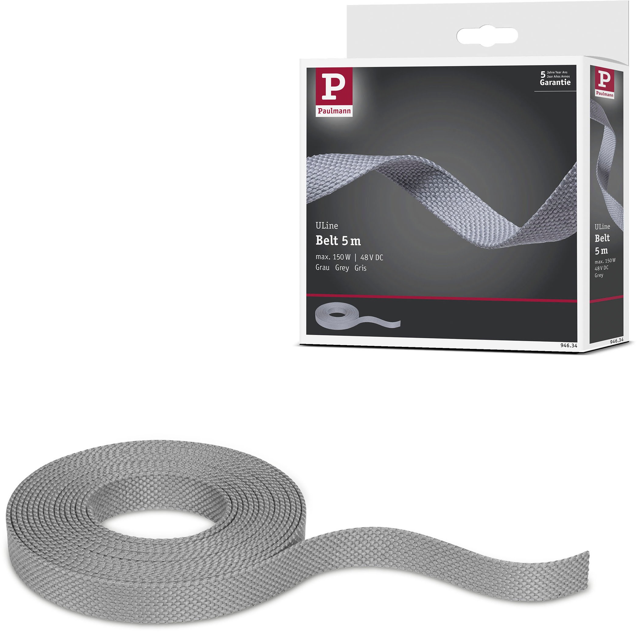 Paulmann, Hängeleuchte »ULine Gurt Belt 5m« 1 Stk., grau, grau