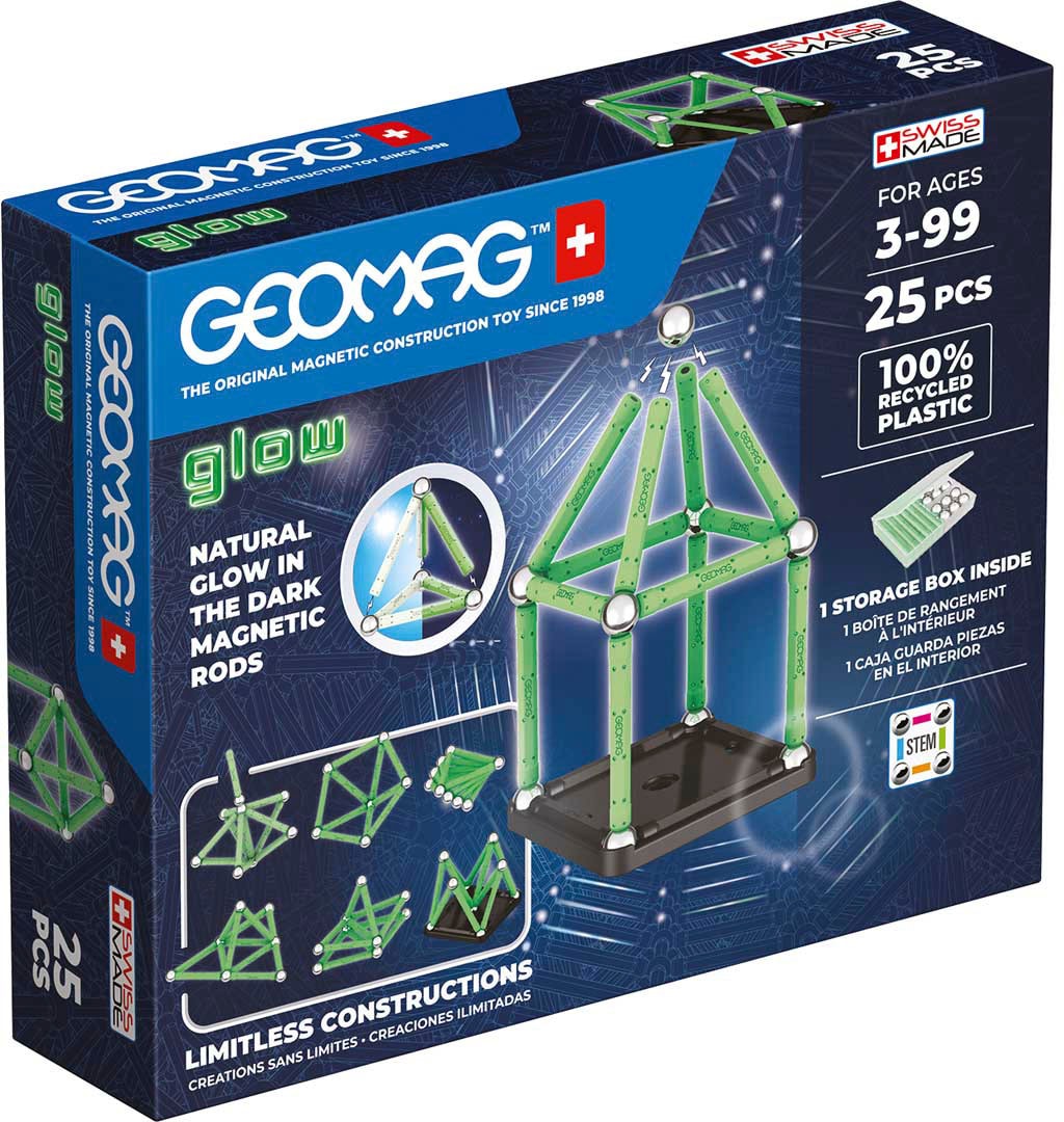 Geomag™ Magnetspielbausteine »GEOMAG™ Glow, Recycled«, (25 St.), aus recyceltem Material; Made in Europe