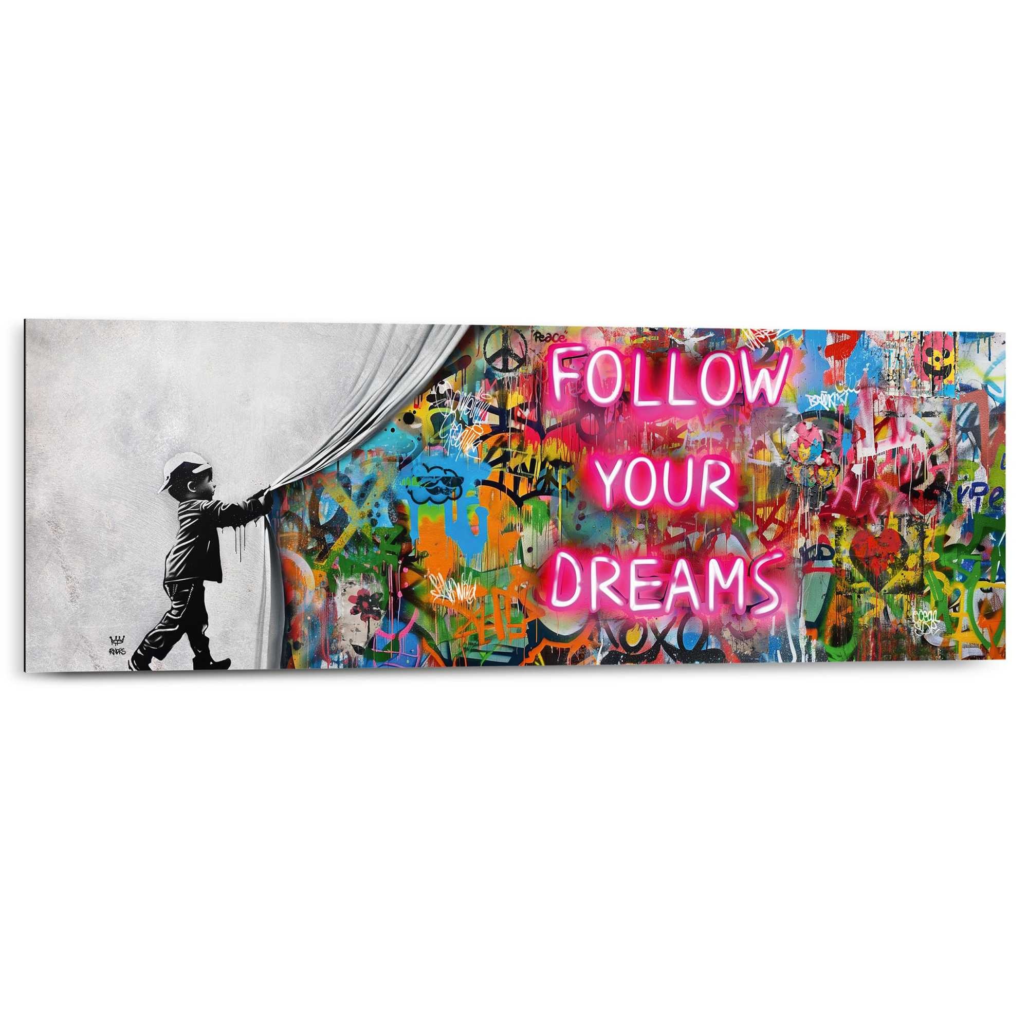 Reinders Deco-Panel "Graffiti follow your dreams" Hobbyraum - Mehrfarbig - MDF - Street Art - 90x30 cm